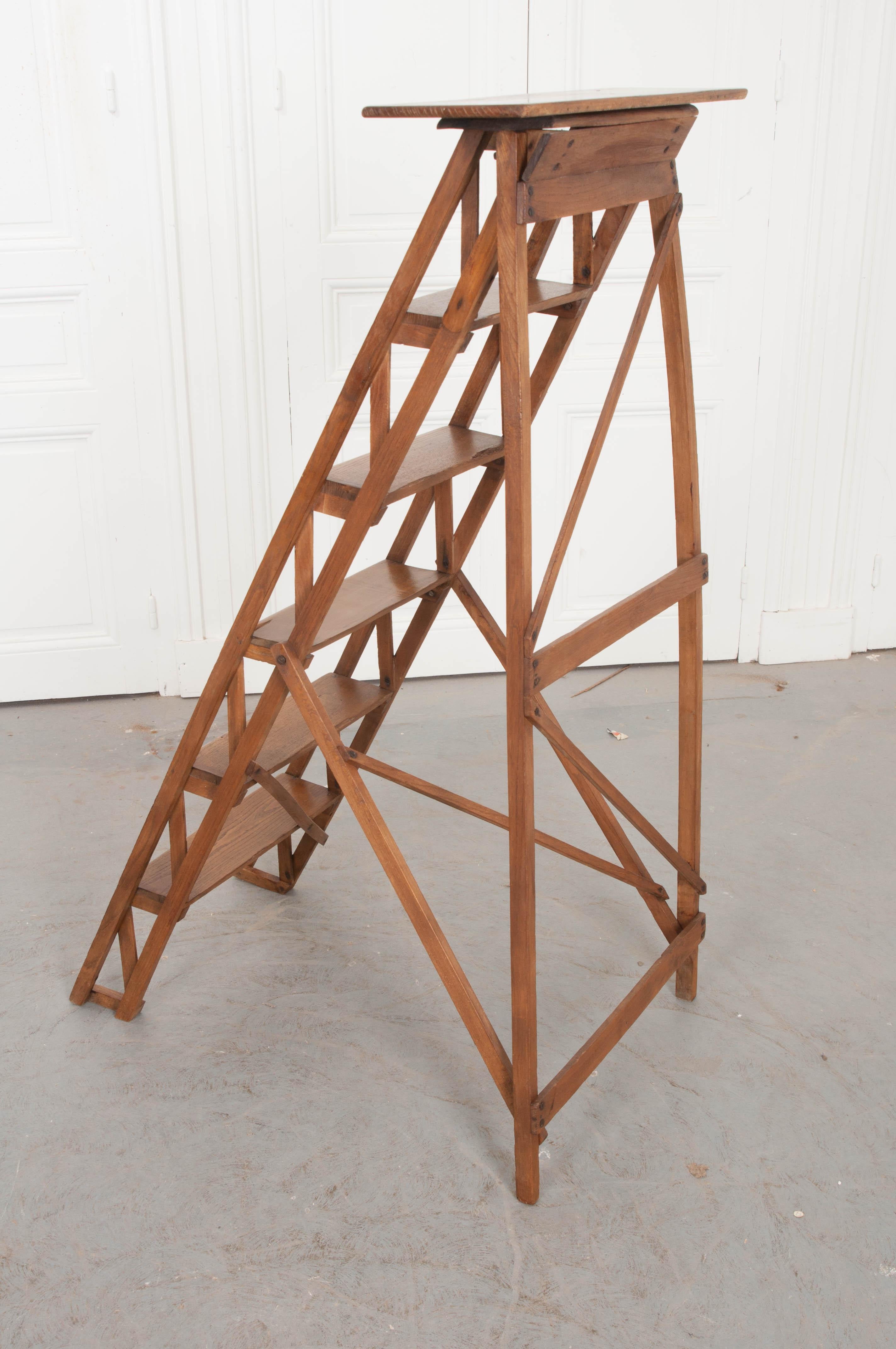 French Early 20th Century Oak Folding Ladder 7