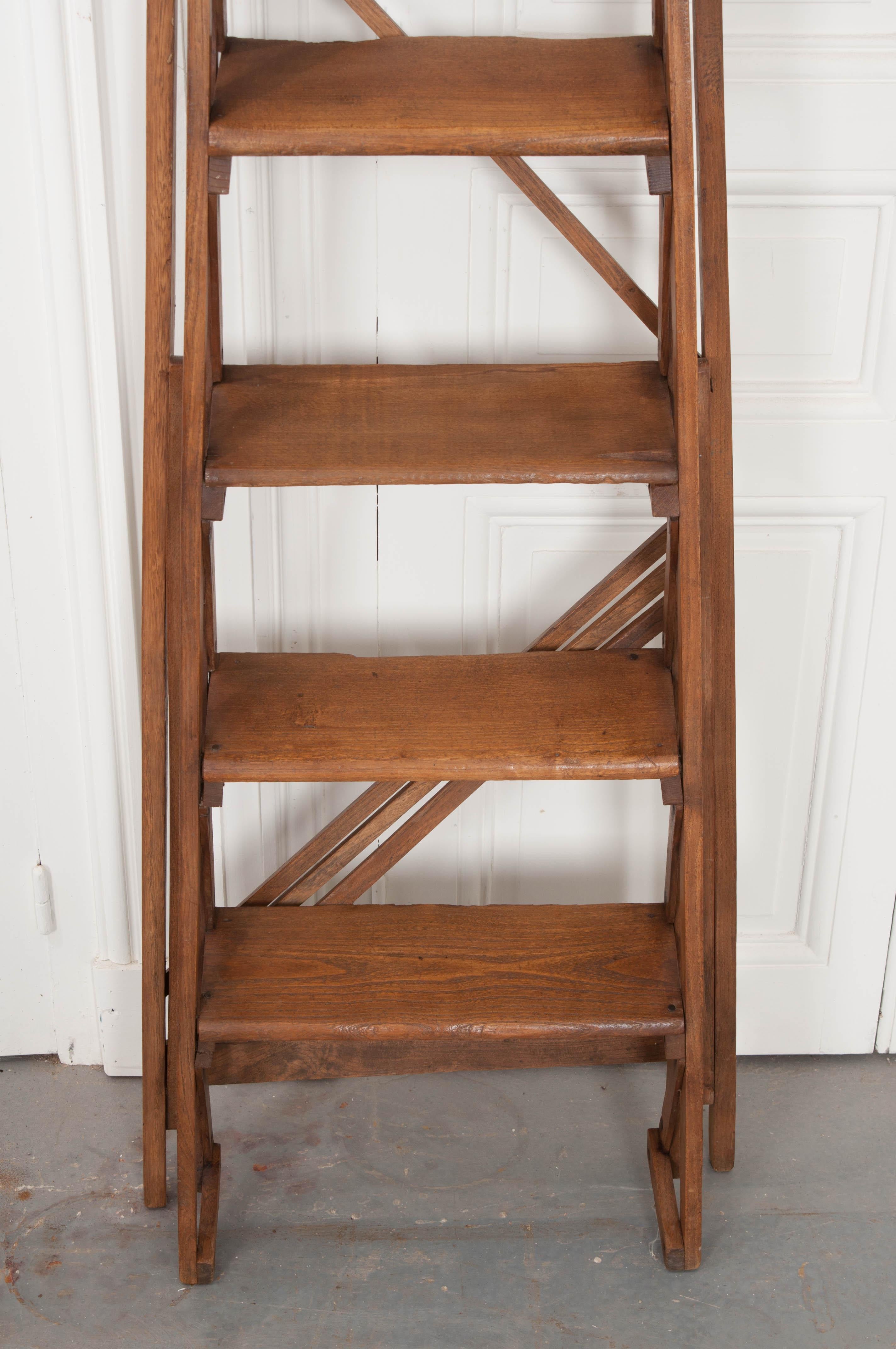 French Early 20th Century Oak Folding Ladder 10
