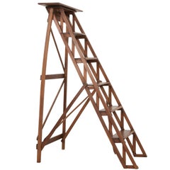 French Early 20th Century Oak Folding Ladder