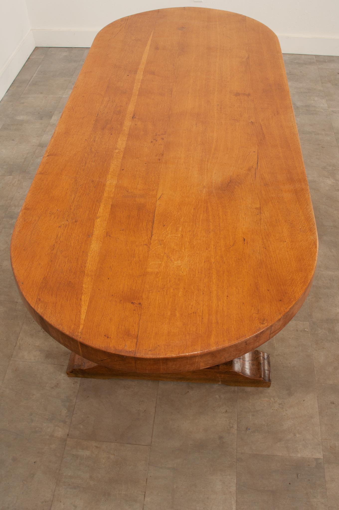 French Early 20th Century Oak Thick Top Dining Table 6