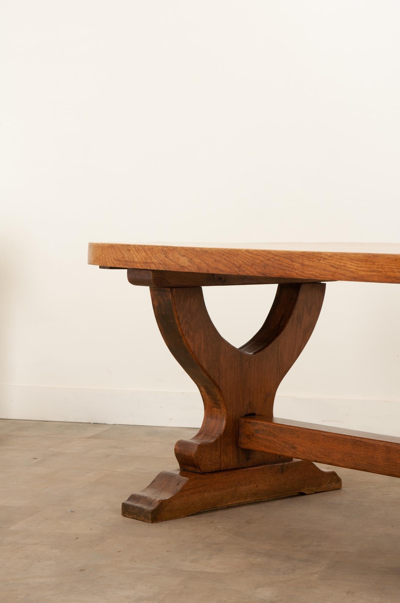 French Early 20th Century Oak Thick Top Dining Table 2
