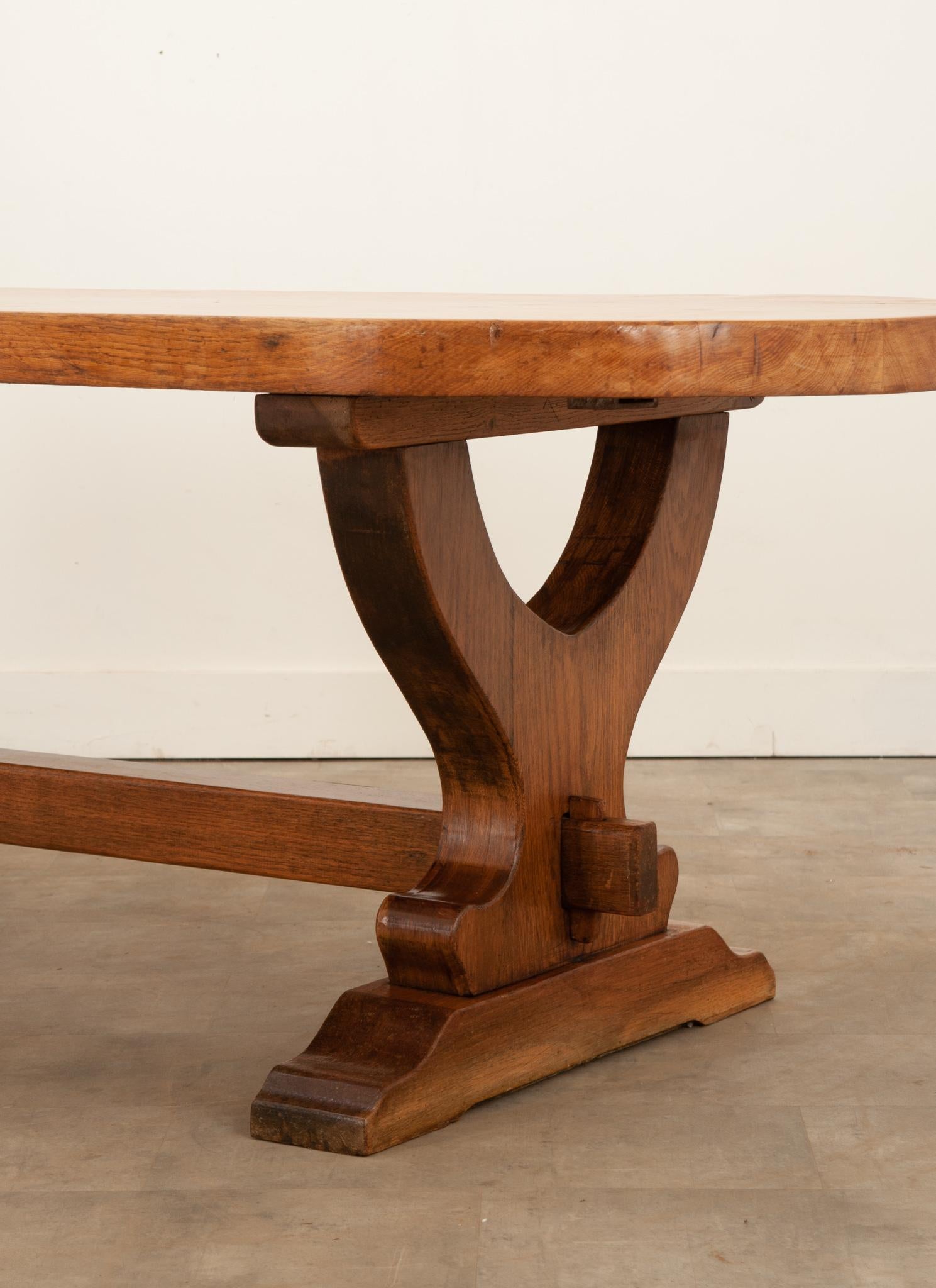 French Early 20th Century Oak Thick Top Dining Table 3