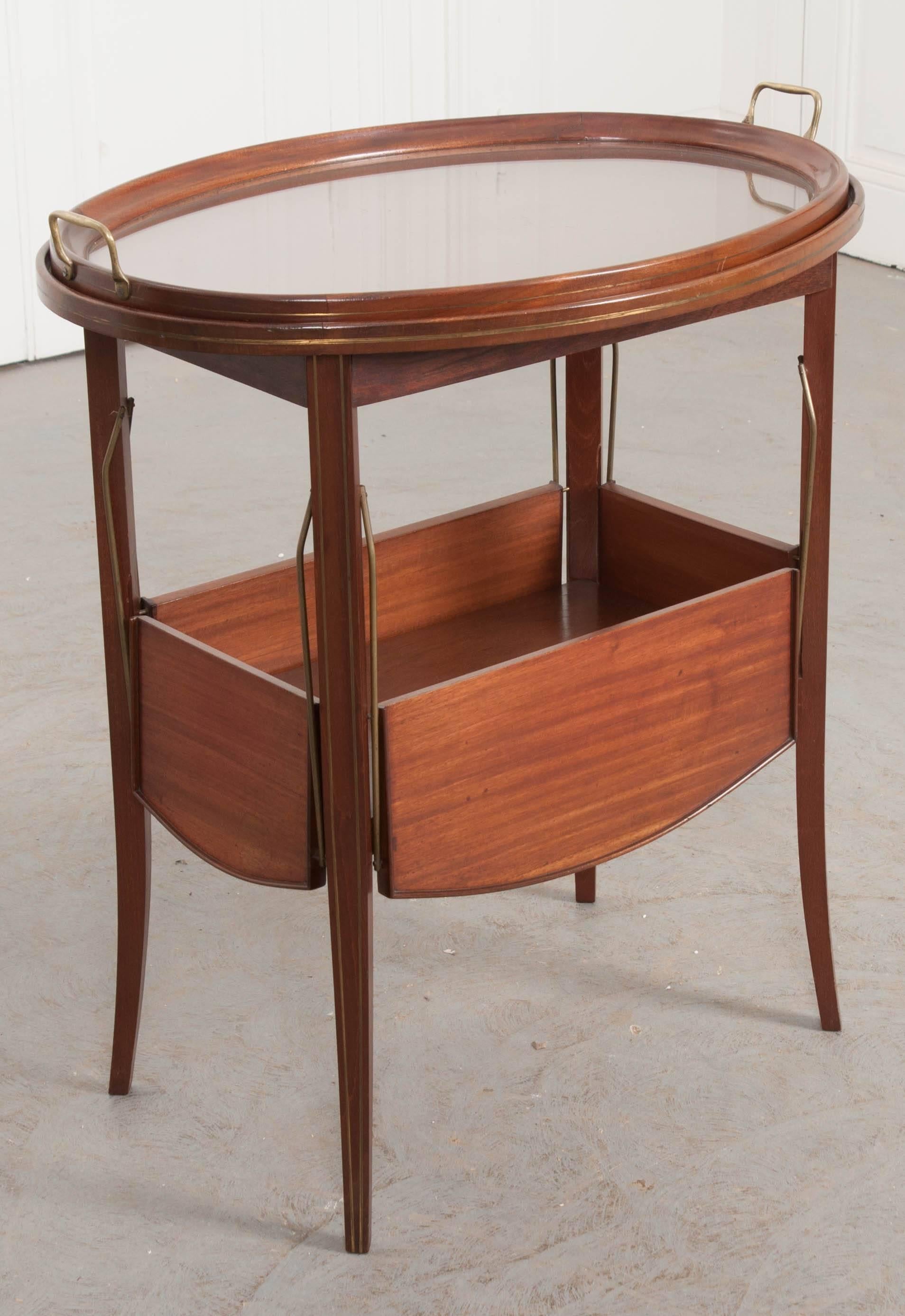 Inlay French Early 20th Century Oval Mahogany Tea Table