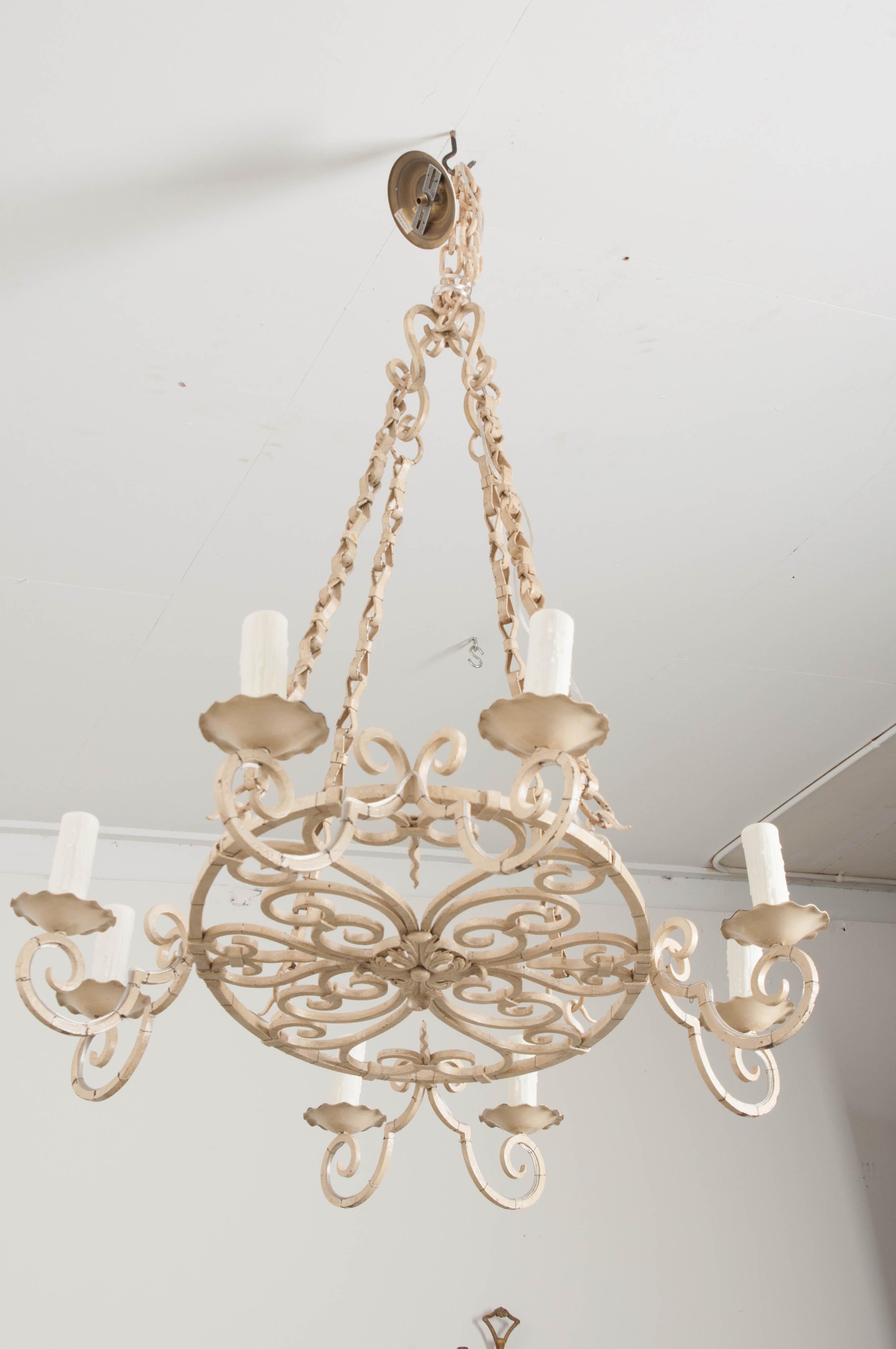 French Early 20th Century Painted Chandelier 6