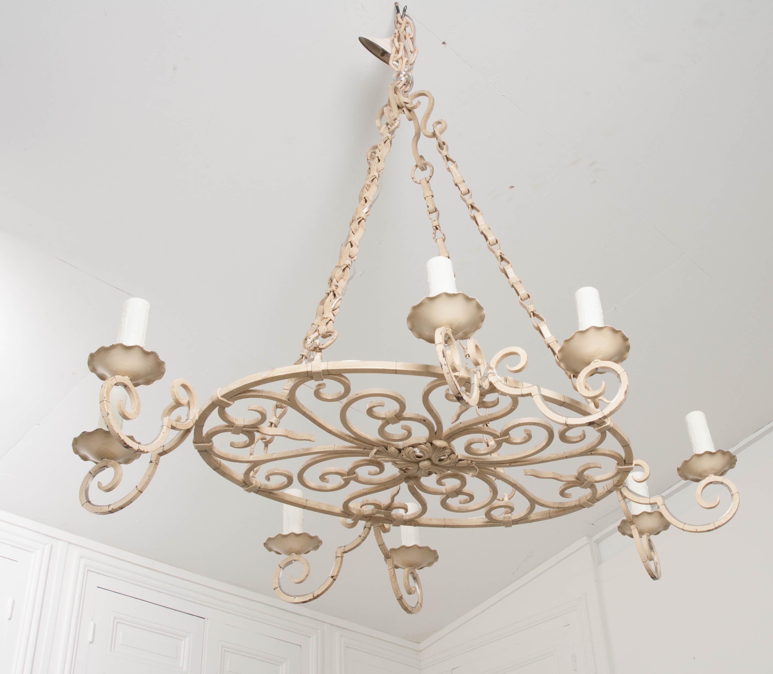 French Early 20th Century Painted Chandelier 7