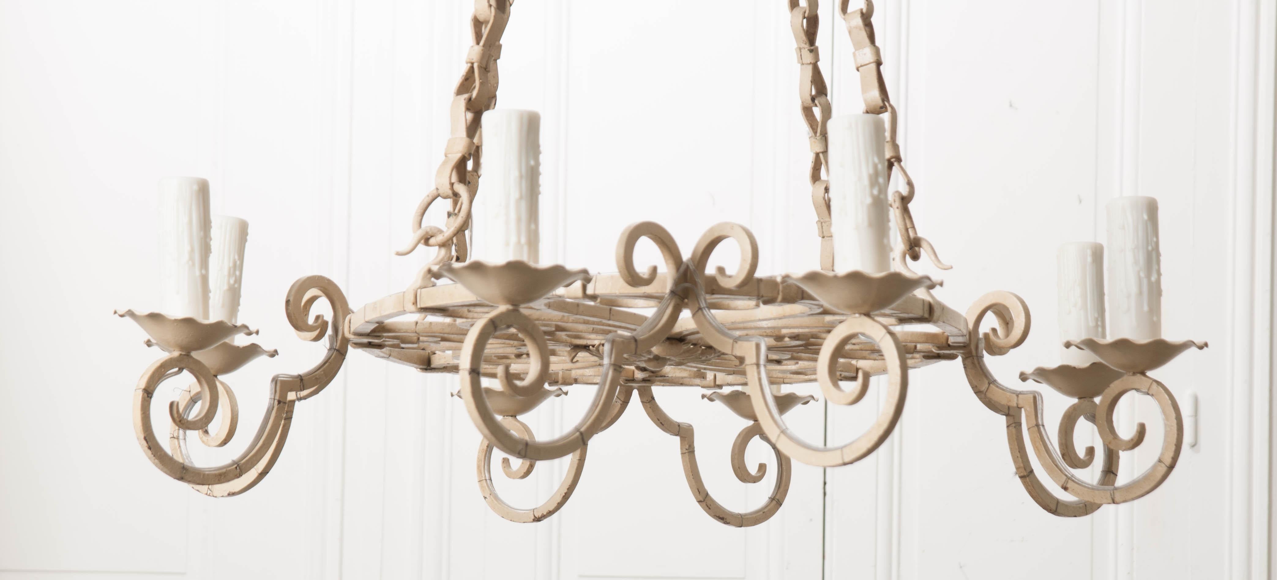 French Early 20th Century Painted Chandelier 9