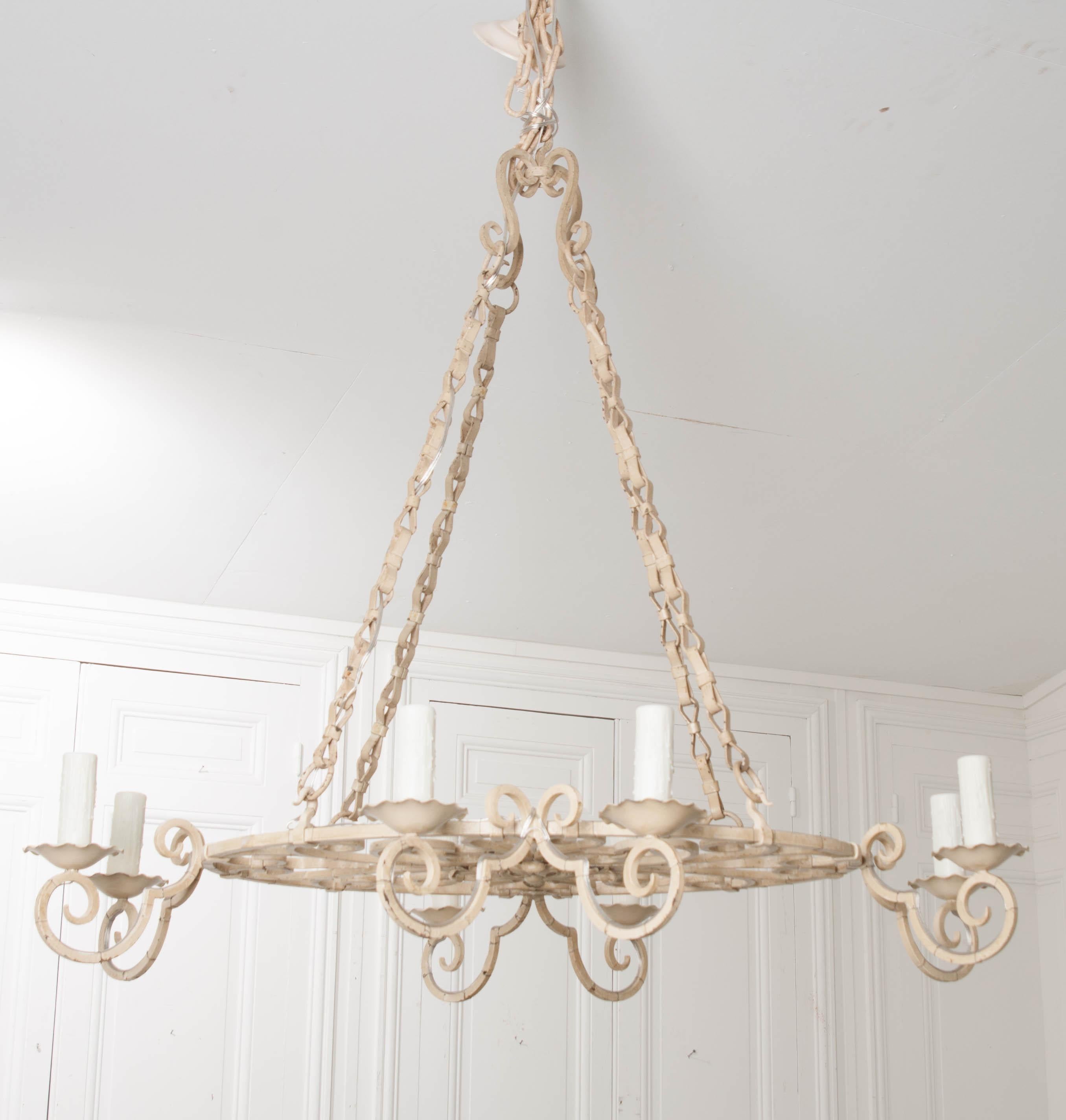 French Early 20th Century Painted Chandelier im Zustand „Gut“ in Baton Rouge, LA