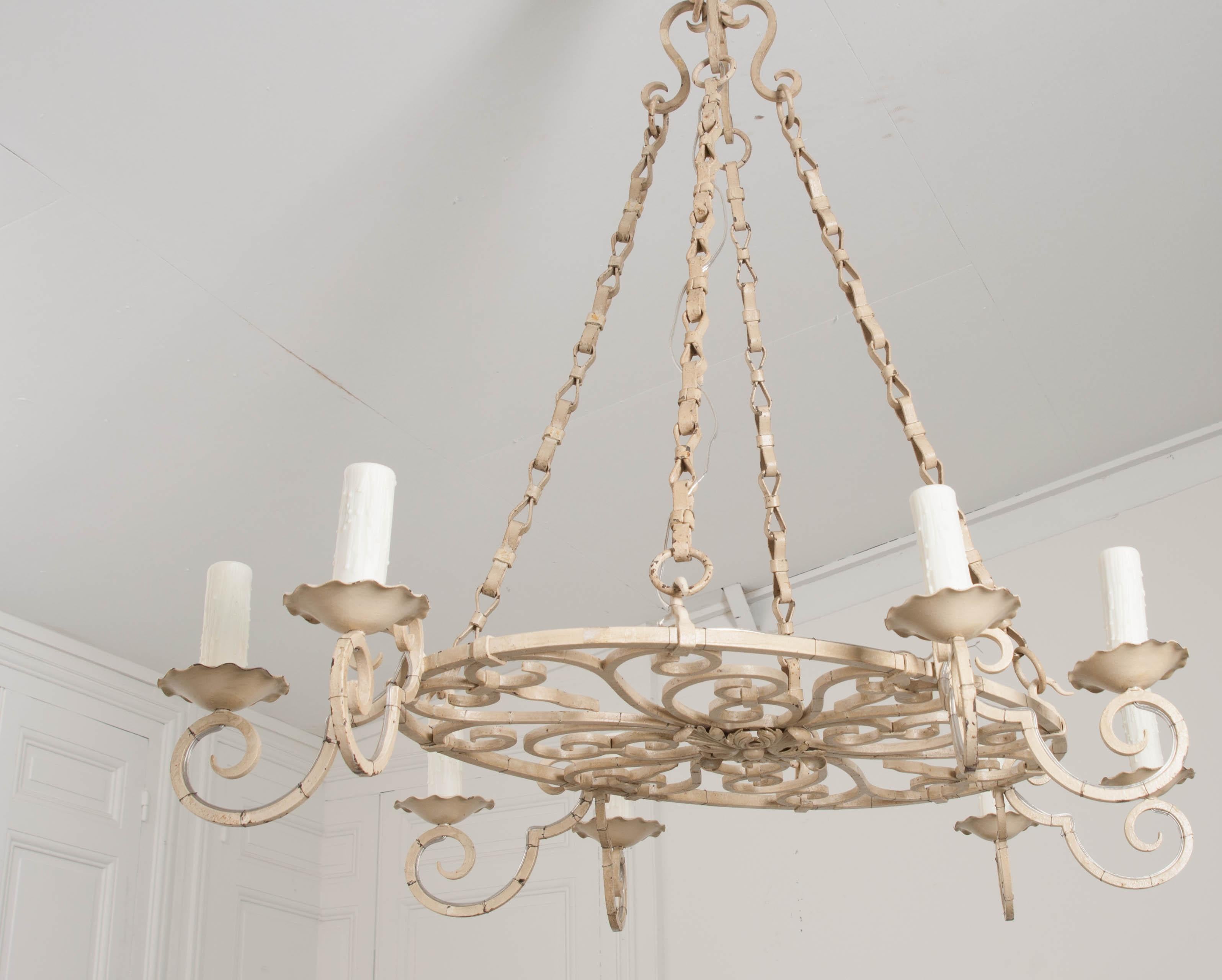 French Early 20th Century Painted Chandelier (Eisen)