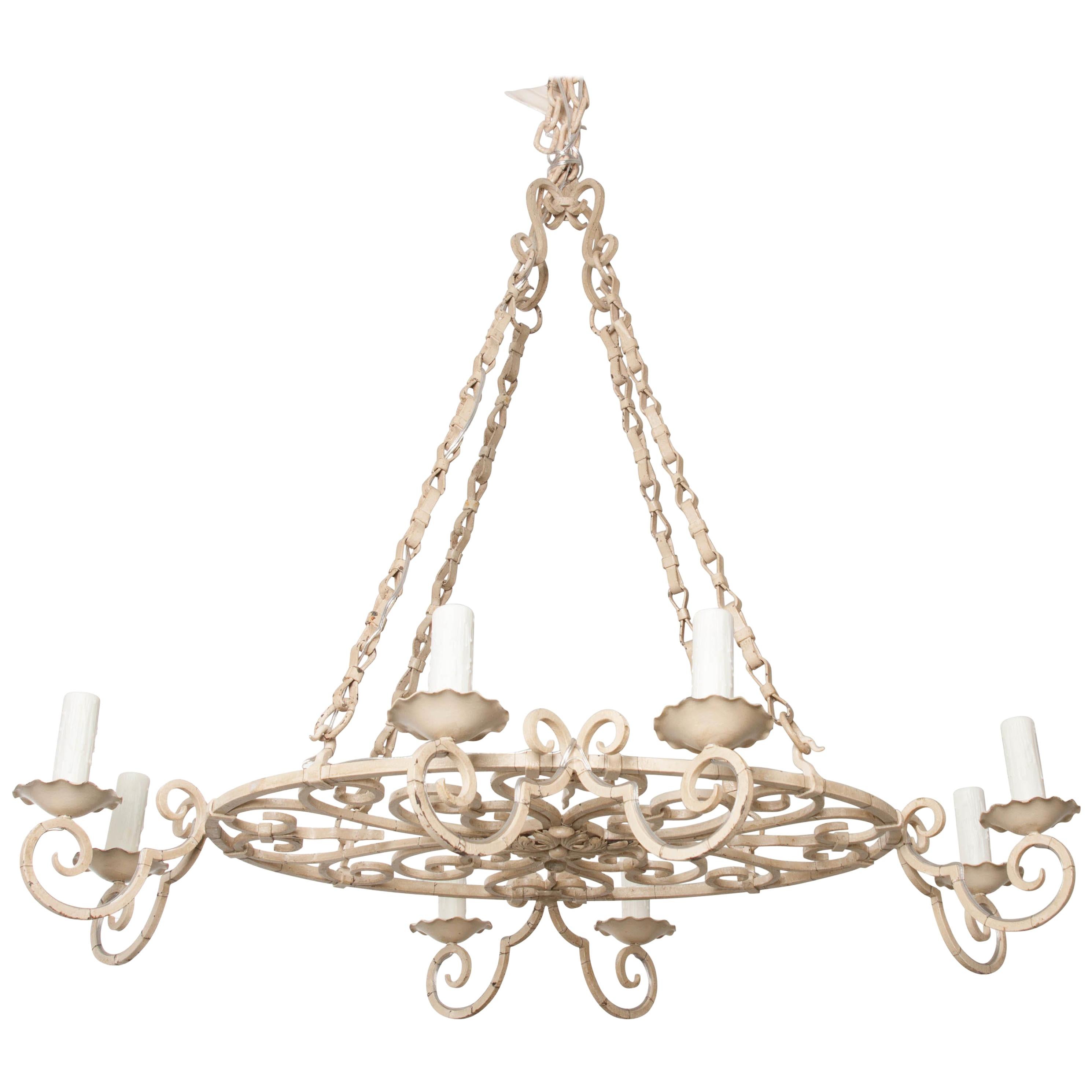 French Early 20th Century Painted Chandelier