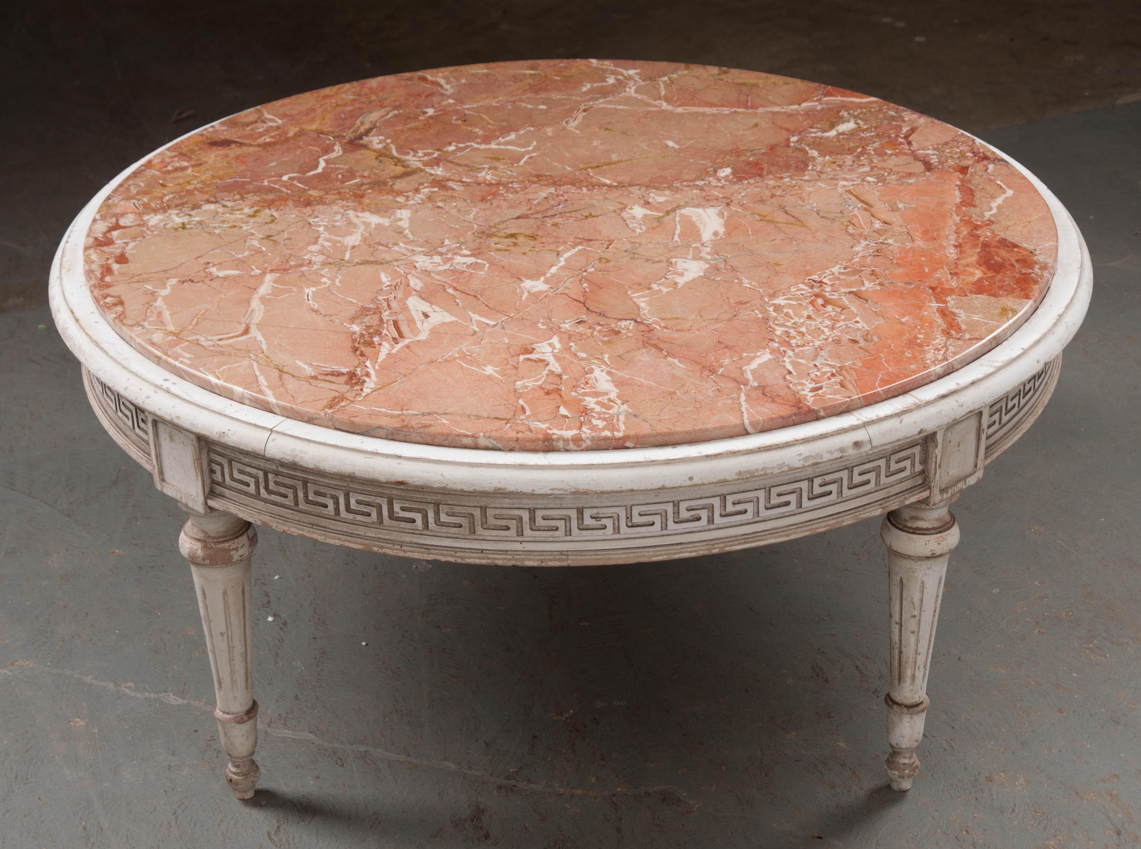 French Early 20th Century Painted Marble Top Coffee Table 6