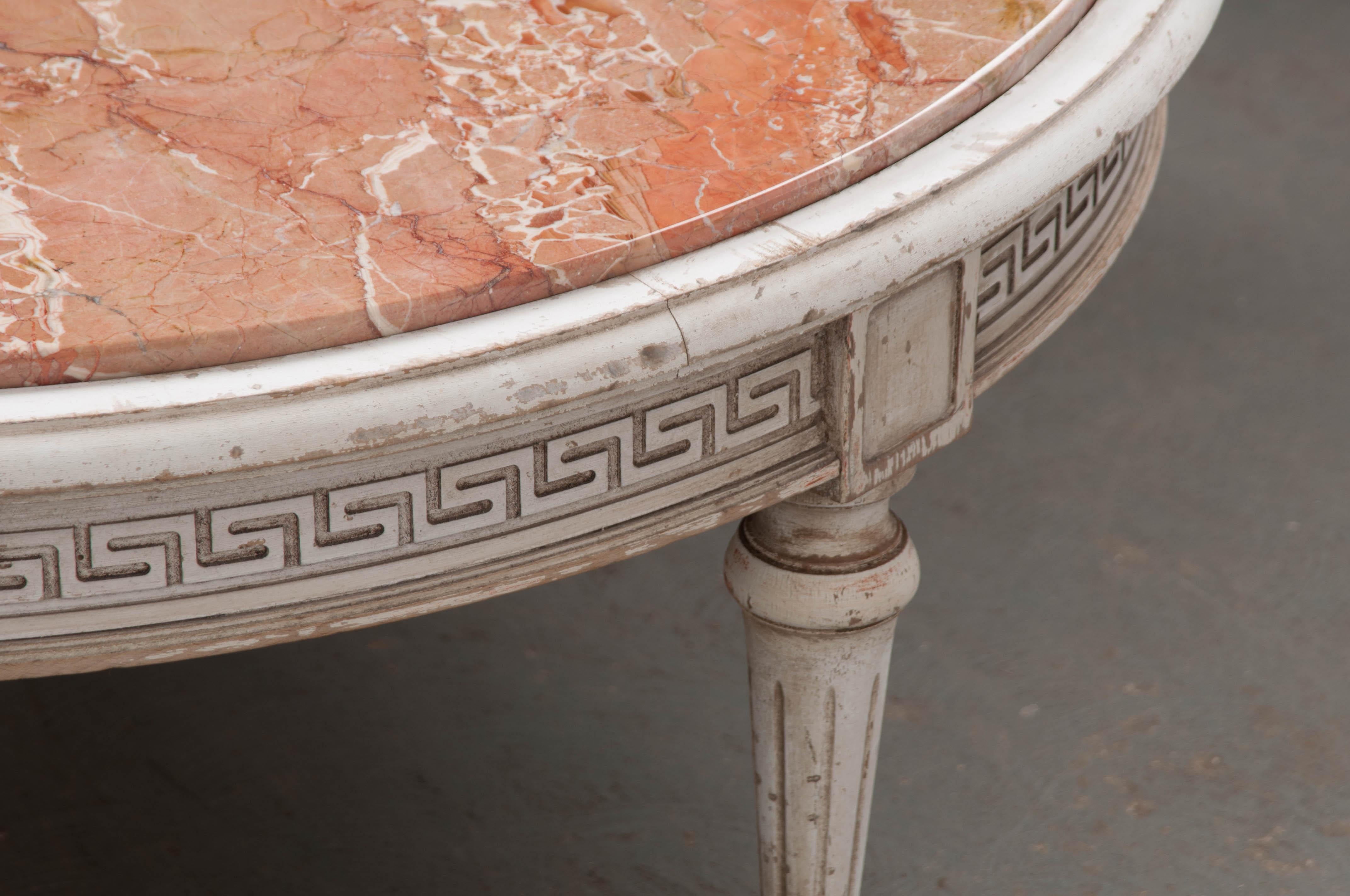 French Early 20th Century Painted Marble Top Coffee Table 7