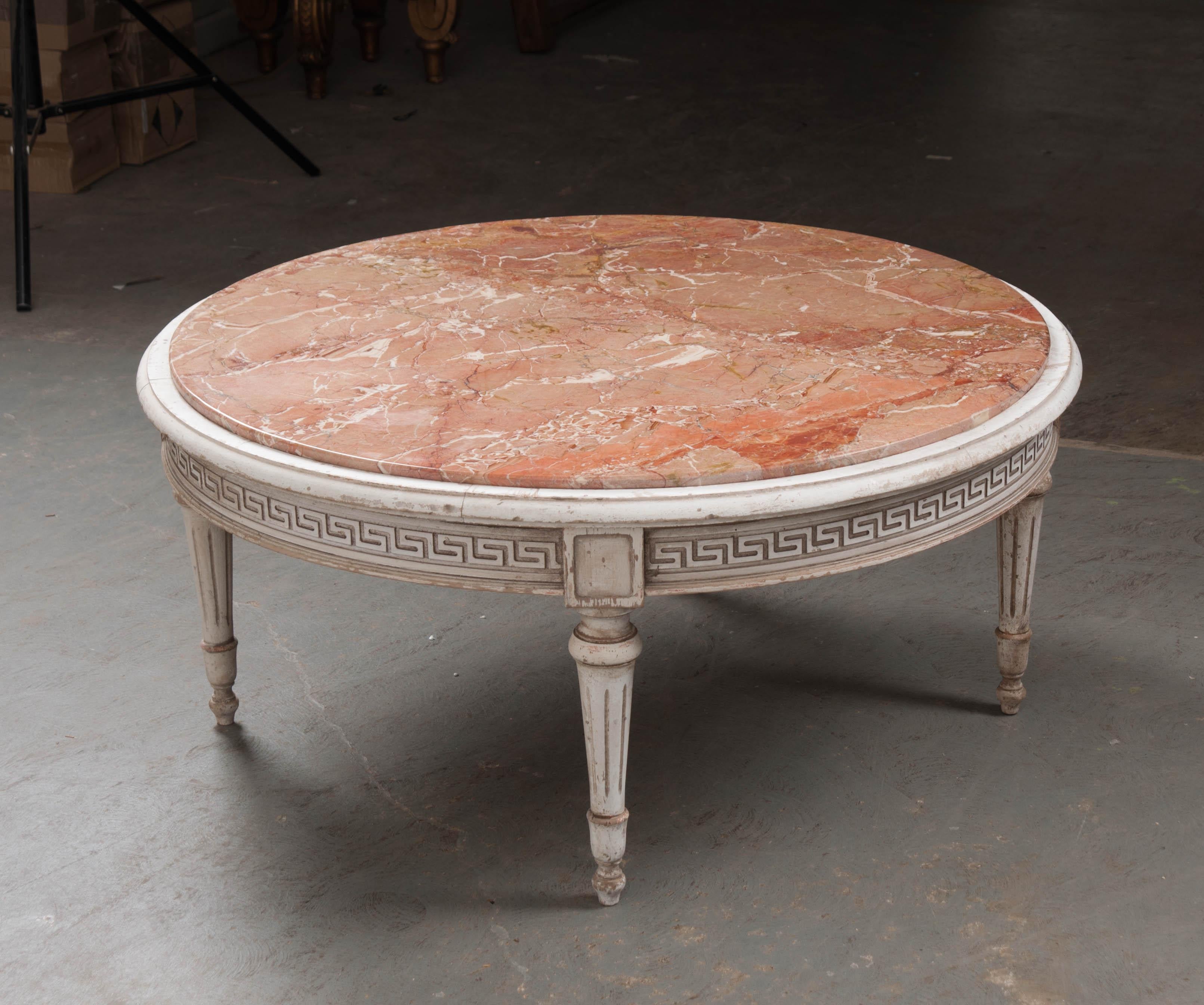 French Early 20th Century Painted Marble Top Coffee Table 4