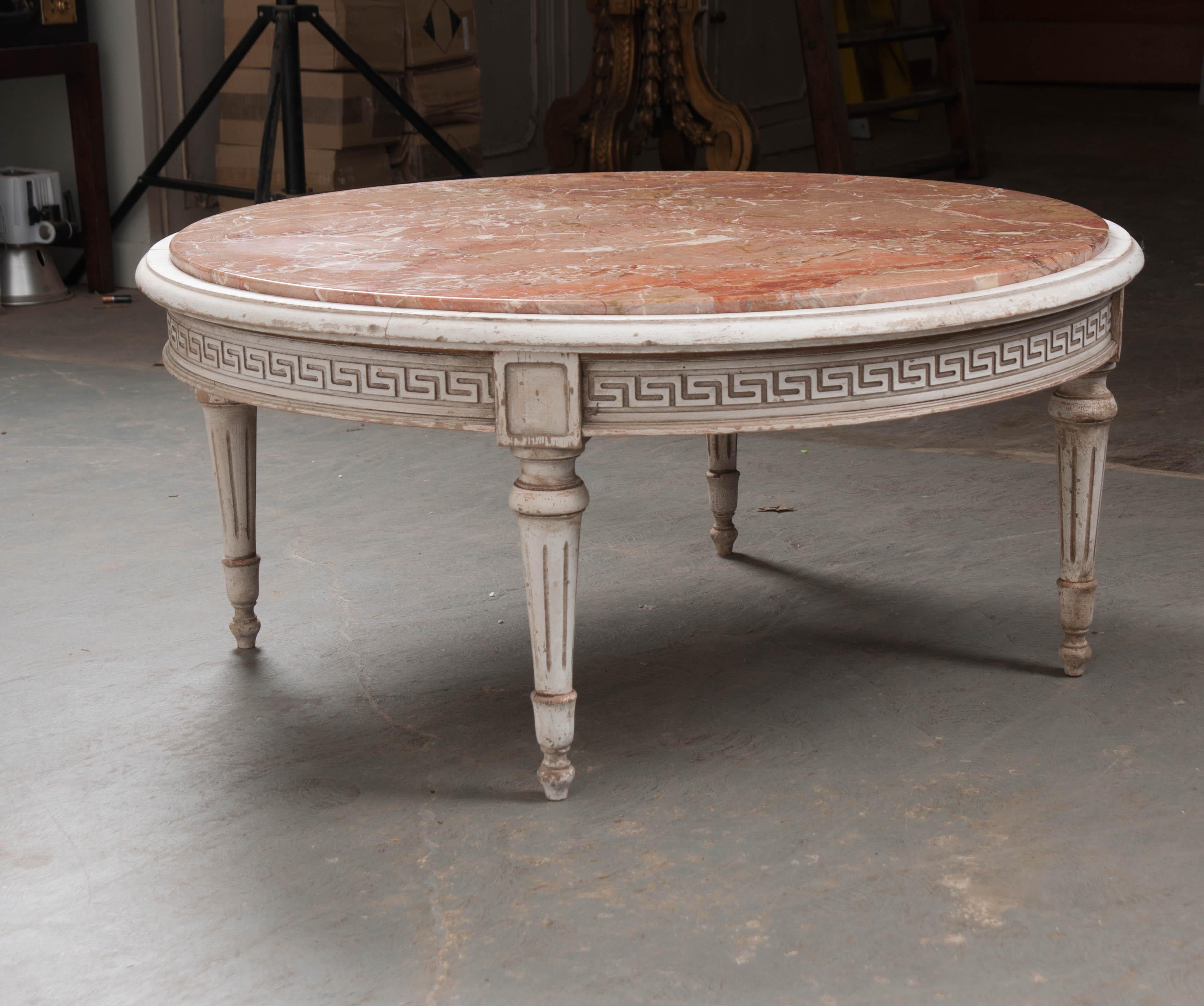 French Early 20th Century Painted Marble Top Coffee Table 5