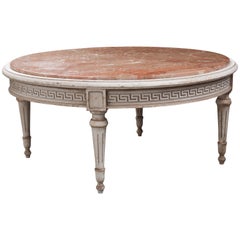 French Early 20th Century Painted Marble Top Coffee Table