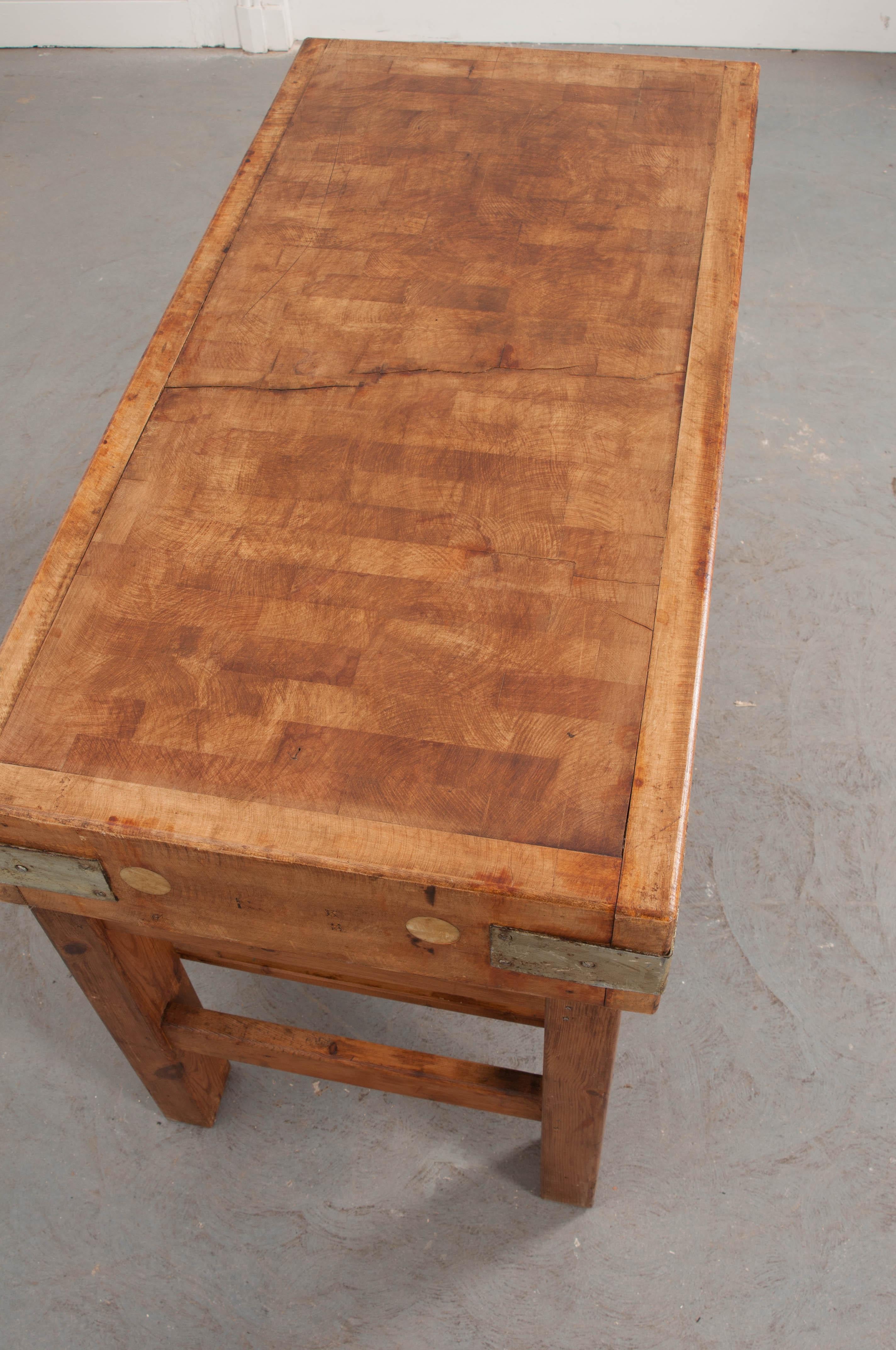 French Early 20th Century Pine Butcher Block In Good Condition In Baton Rouge, LA