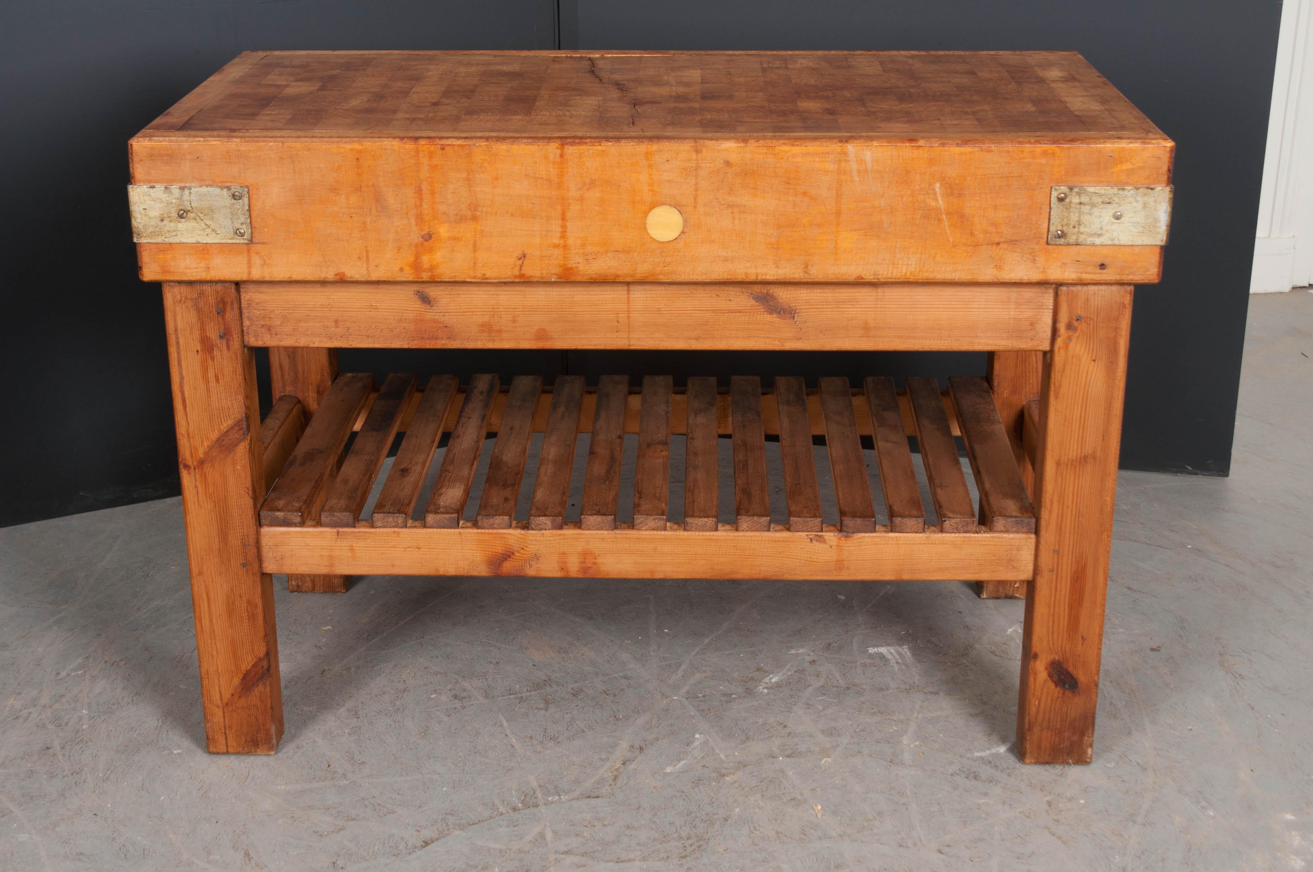 French Early 20th Century Pine Butcher Block 4