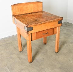 French Early 20th Century Pine Butcher Block Table