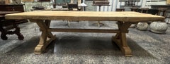 French Early 20th Century Primitive Farm Table - Trestle Table