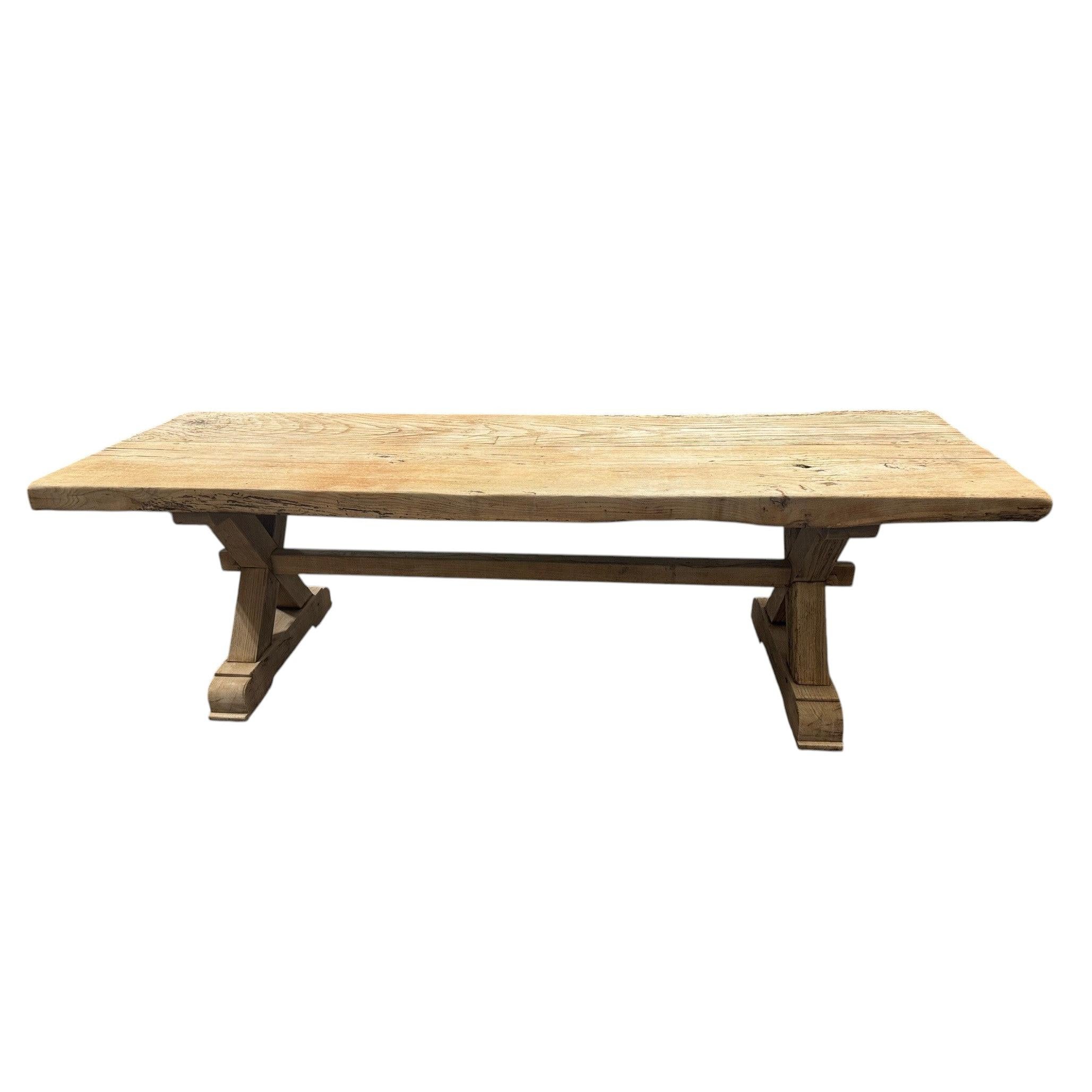 Table de ferme primitive française du début du 20e siècle - Table à tréteaux