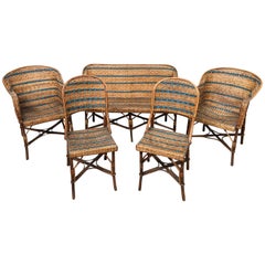 Used French Early 20th Century Rattan Set