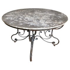 French Early 20th Century Round Garden Dining Table