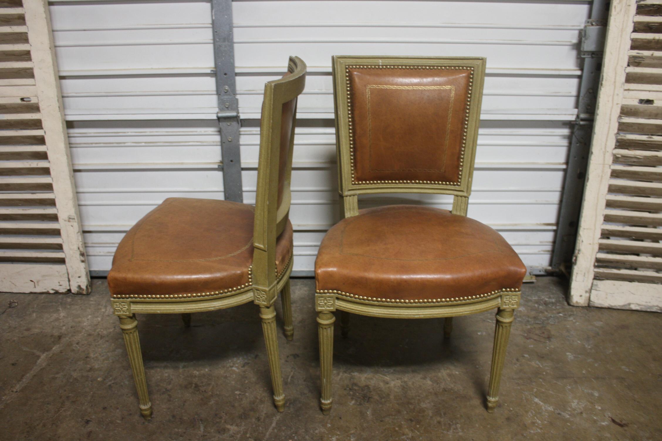 French Early 20th Century set of 6 Dining Room Chairs Signed Gouffe a Paris For Sale 4