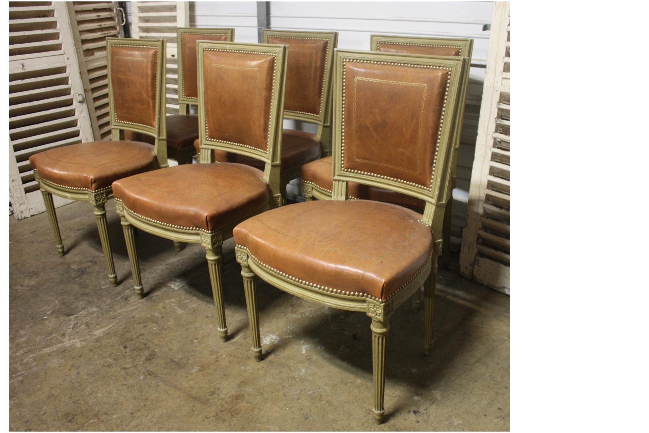 Ensemble de 6 chaises de salle à manger françaises du début du 20ème siècle signées Gouffe a Paris Bon état - En vente à Stockbridge, GA