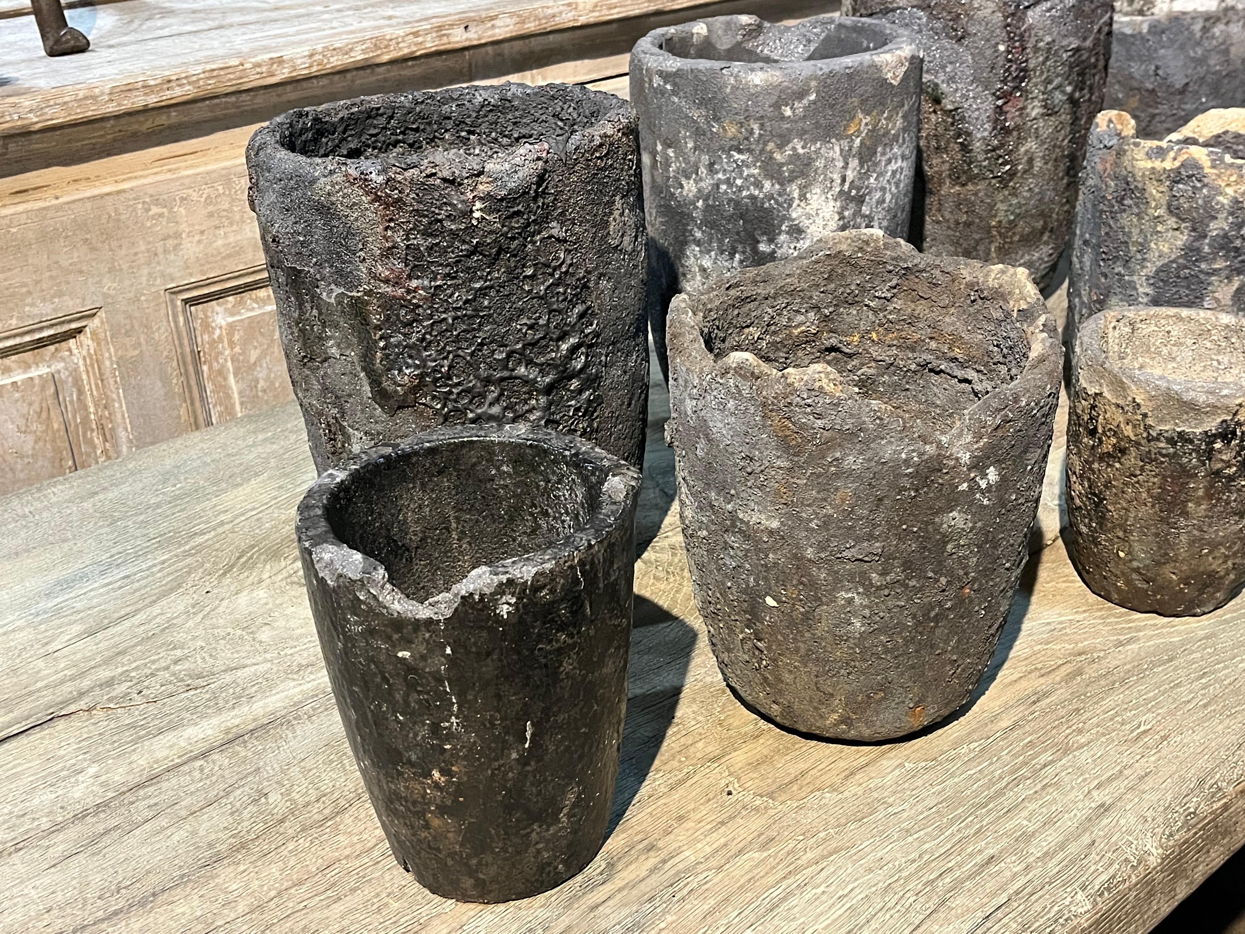 Lava French Early 20th Century Set of 9 French Foundry Pots For Sale