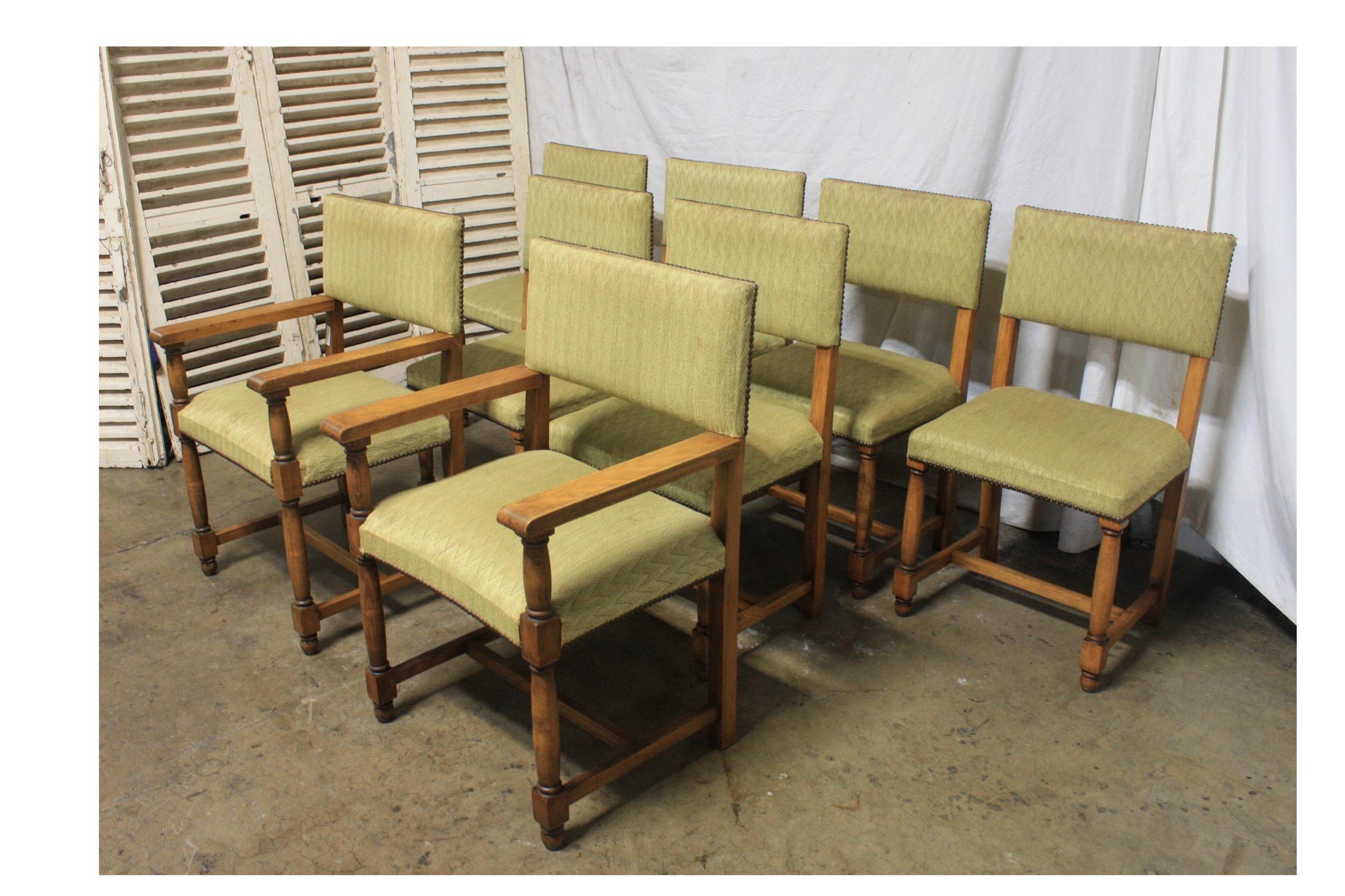Beech French Early 20th Century Set of Dining Chairs and Armchairs