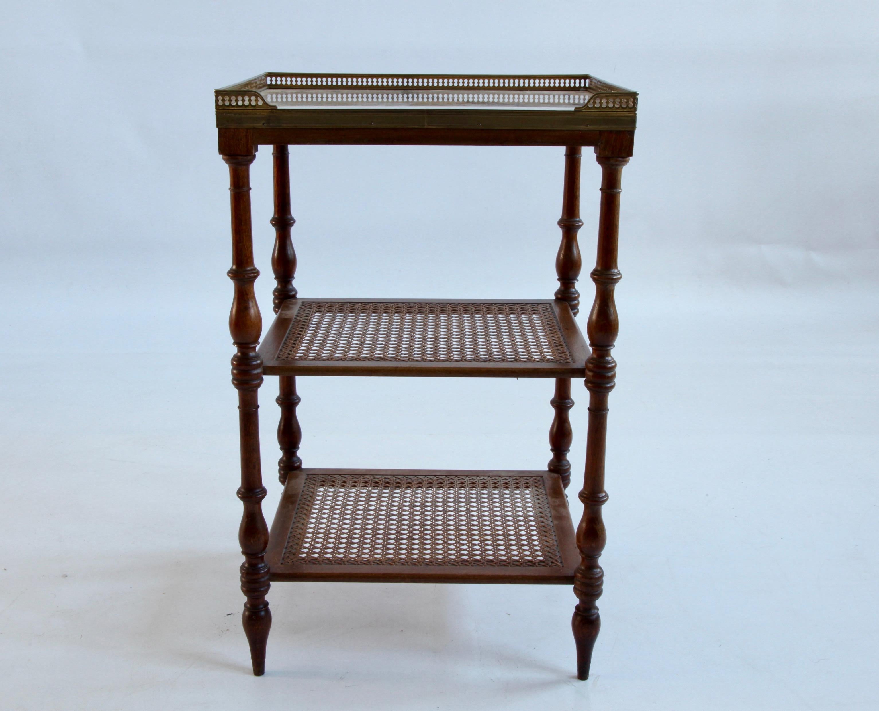 French Early 20th Century Side Table With Wicker Shelves In Good Condition In London, Park Royal