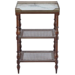 French Early 20th Century Side Table With Wicker Shelves
