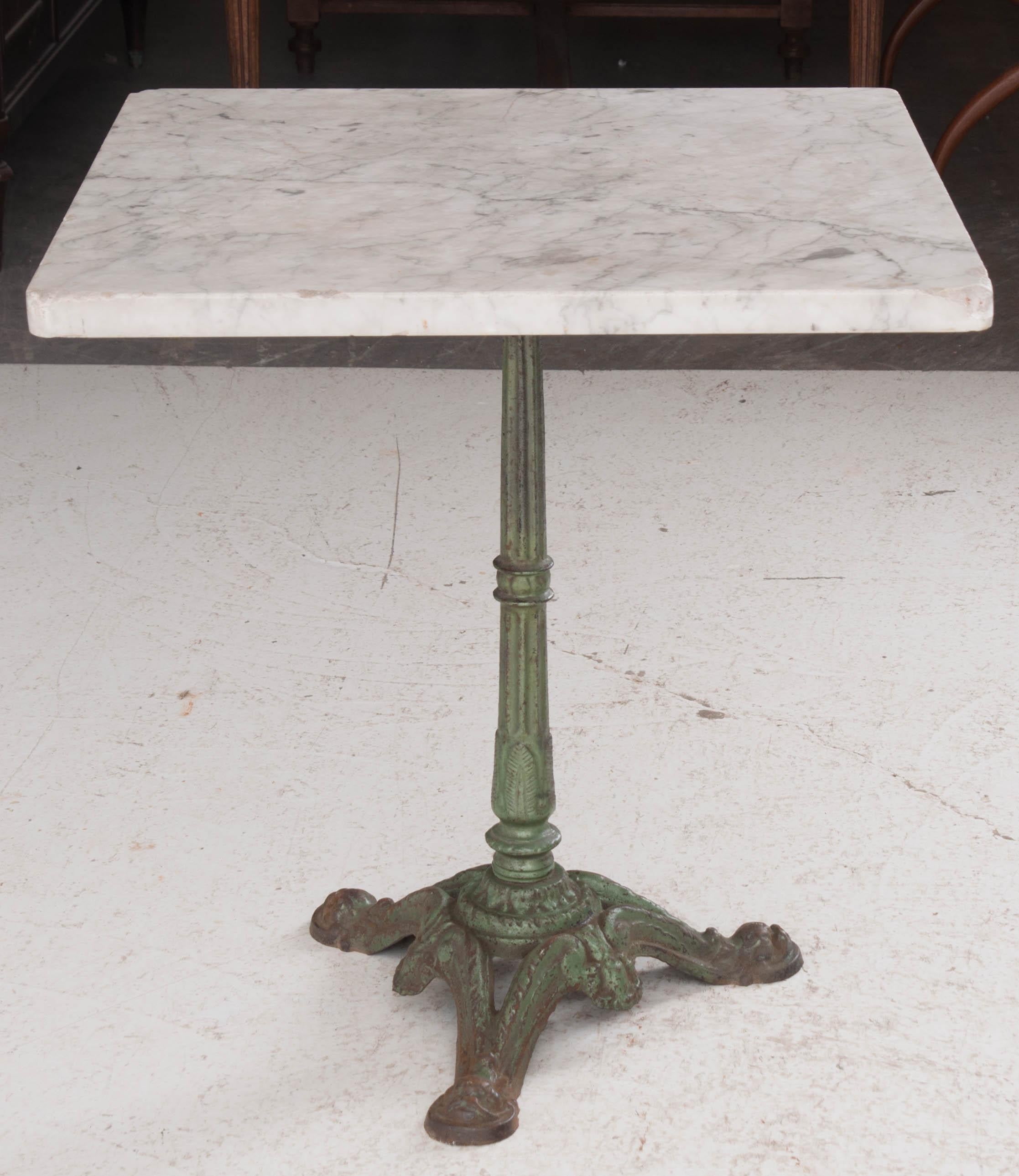 Neoclassical French Early 20th Century Square French Marble-Top Bistro Table