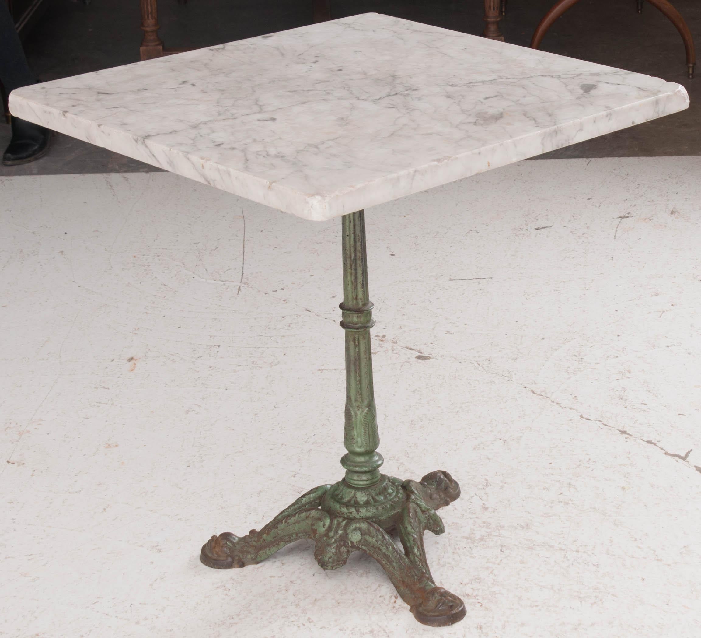 Cast French Early 20th Century Square French Marble-Top Bistro Table