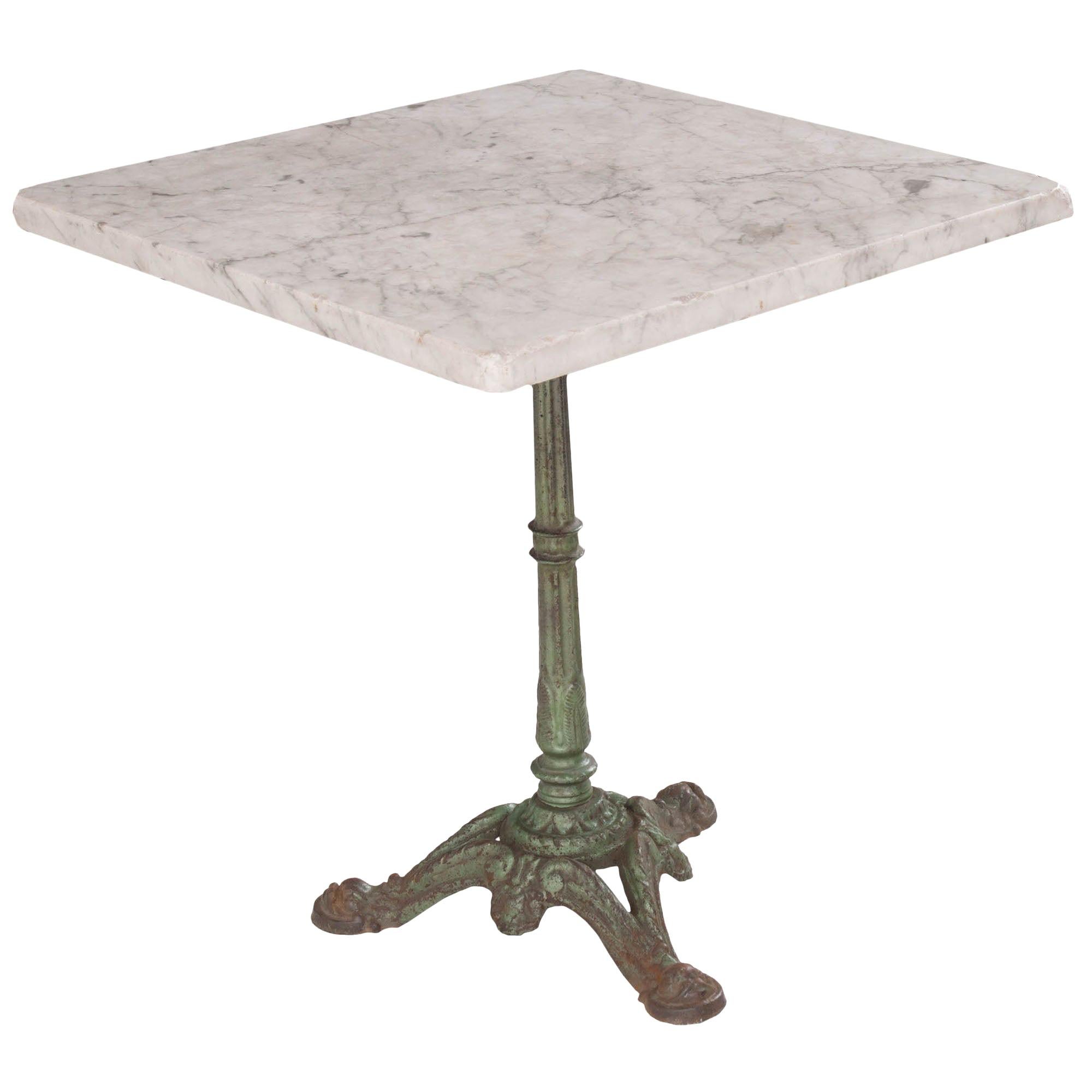 French Early 20th Century Square French Marble-Top Bistro Table