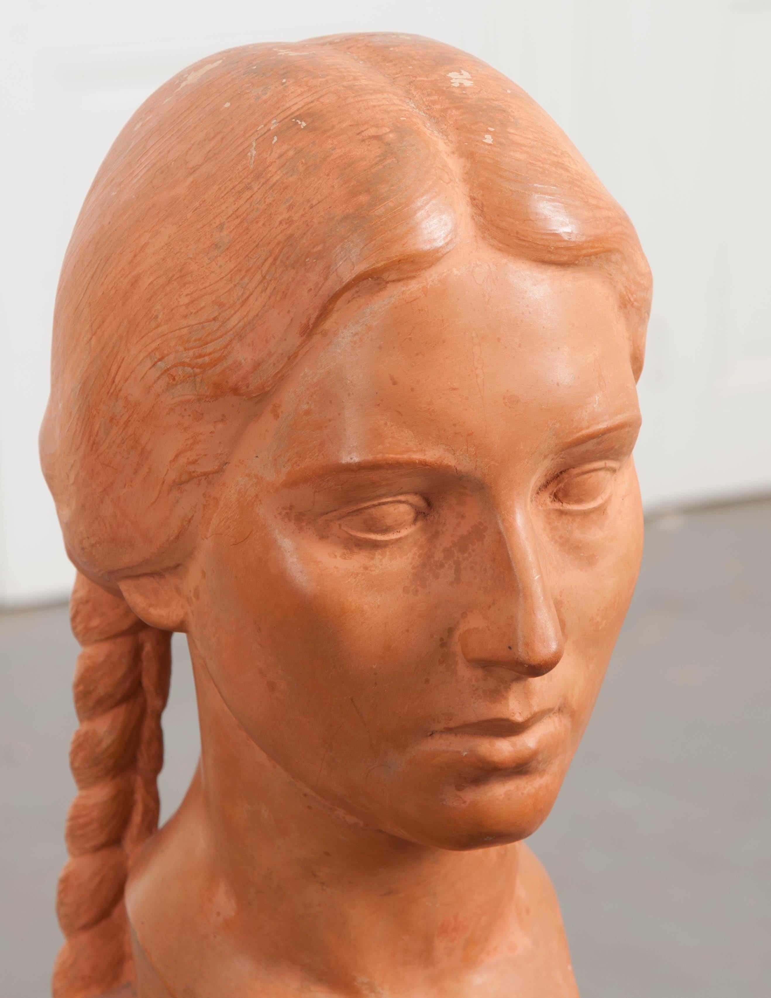 French Early 20th Century Terracotta Bust by Raymond Couvègnes In Good Condition In Baton Rouge, LA