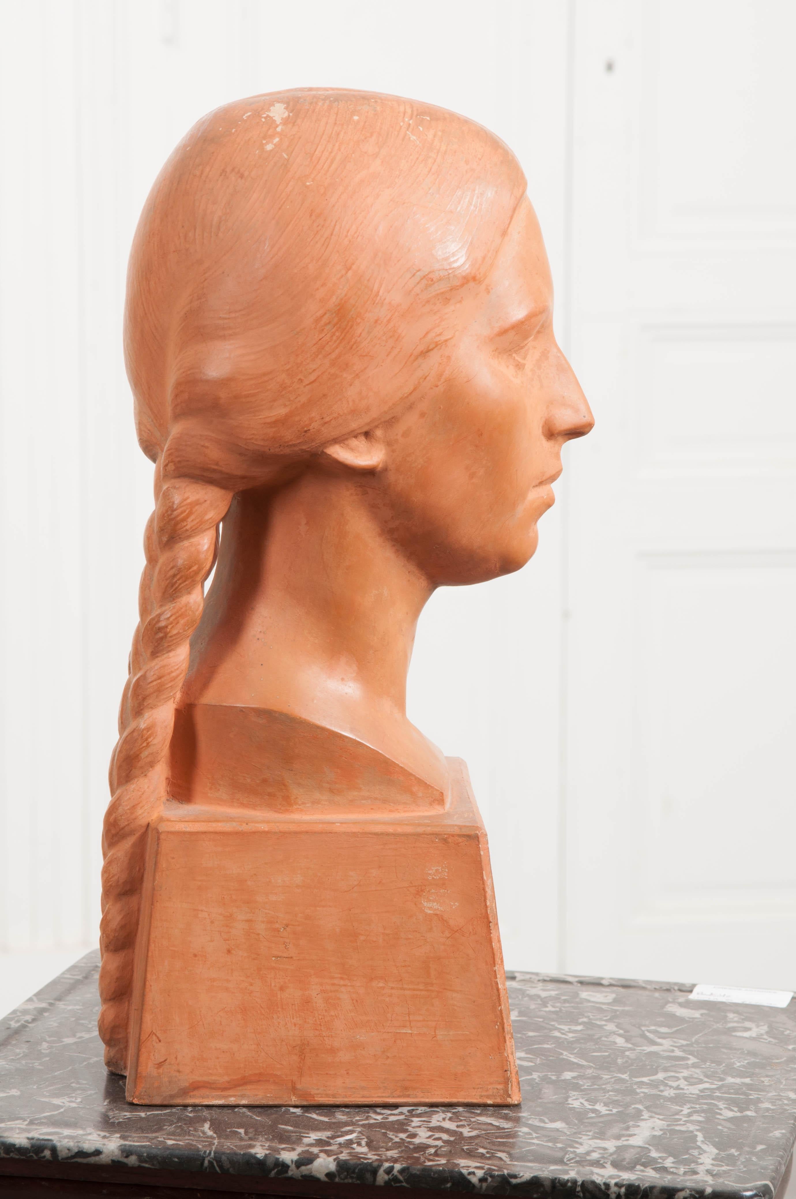 French Early 20th Century Terracotta Bust by Raymond Couvègnes 3