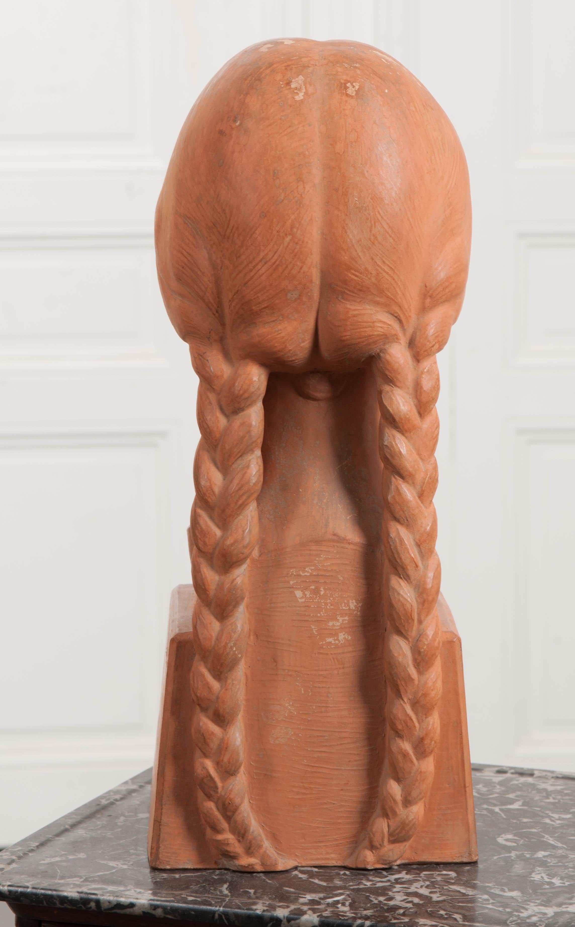 French Early 20th Century Terracotta Bust by Raymond Couvègnes 6