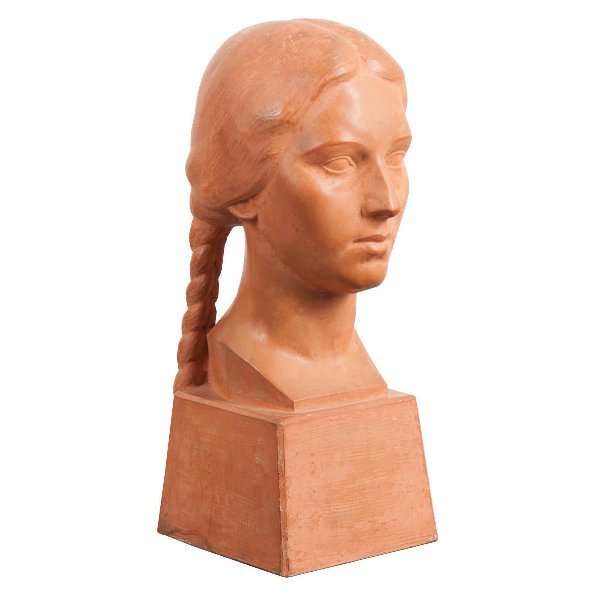 French Early 20th Century Terracotta Bust by Raymond Couvègnes