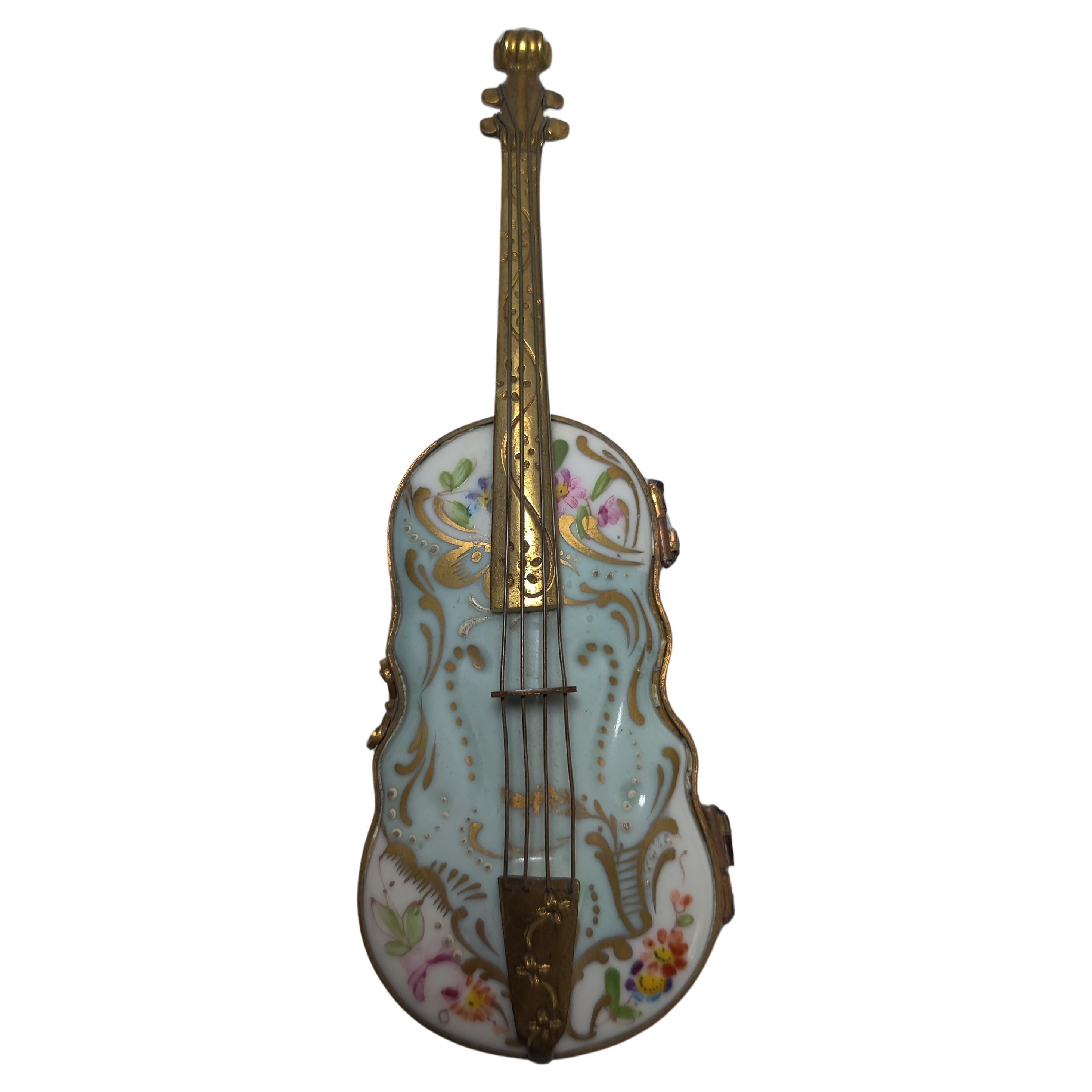 French Early 20th Century Violin Shape Pill/Trinket Box