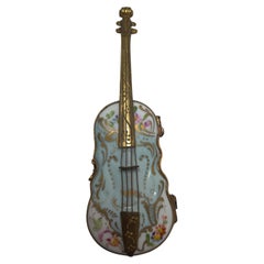 Pastillero/brillero francés de principios del siglo XX en forma de violín