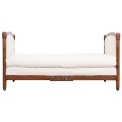 Antique French Early 20th Century Walnut Art Deco Daybed