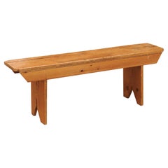 French Early 20th Century Wooden Bench with Rustic Appearance