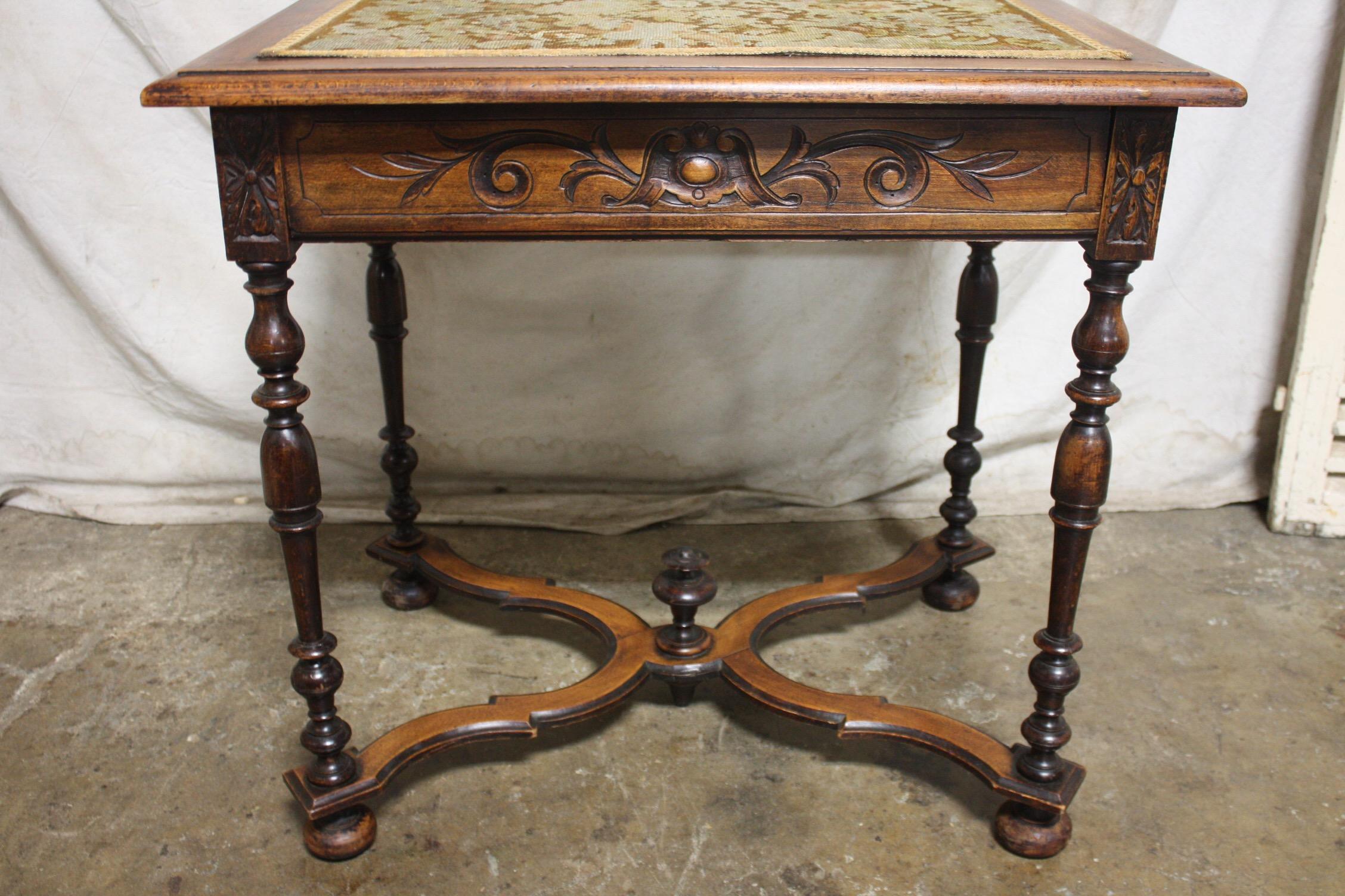 Needlepoint French Early 20th Century Writing Table
