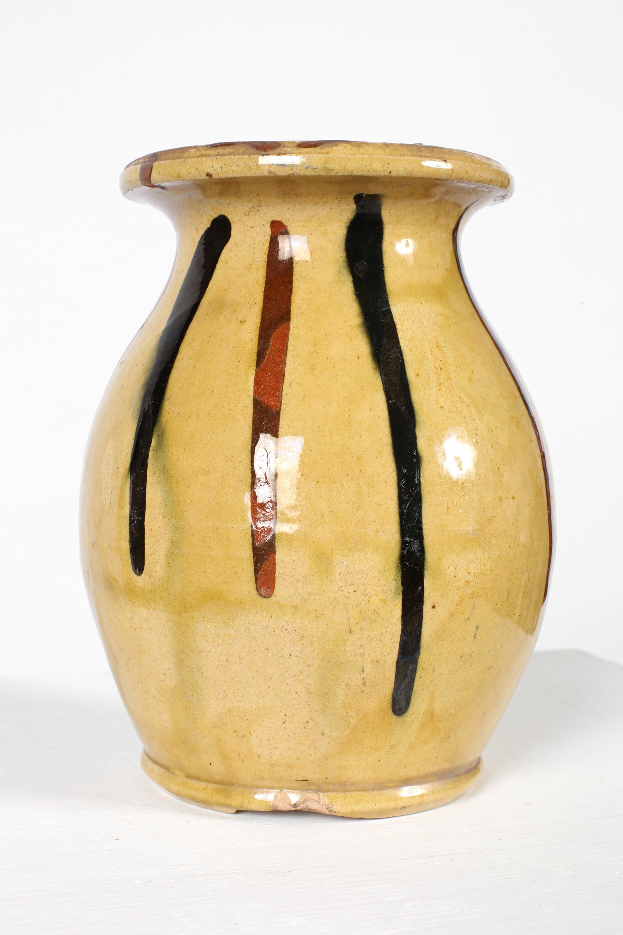 French Early 20th Century Yellow Striped Vallauris Vase 1