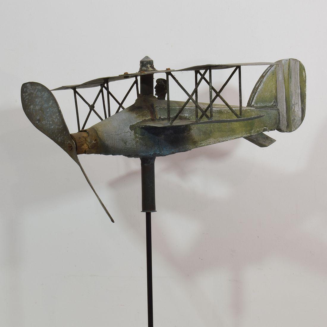 French Early 20th Century Zinc Aeroplane Weathervane 5