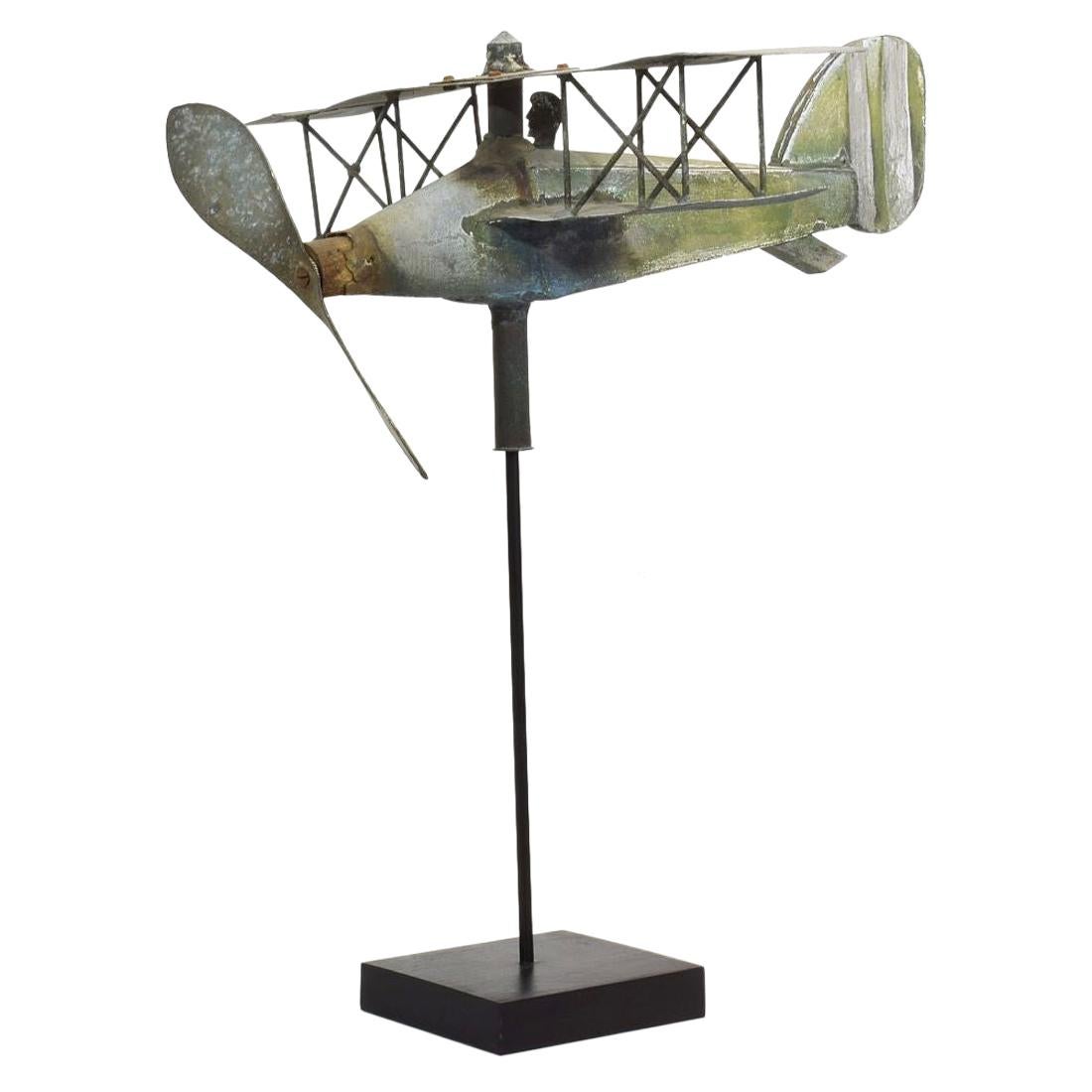 French Early 20th Century Zinc Aeroplane Weathervane