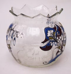 French Early Art Nouveau Emile Galle First Period Enamel Vase, circa 1890