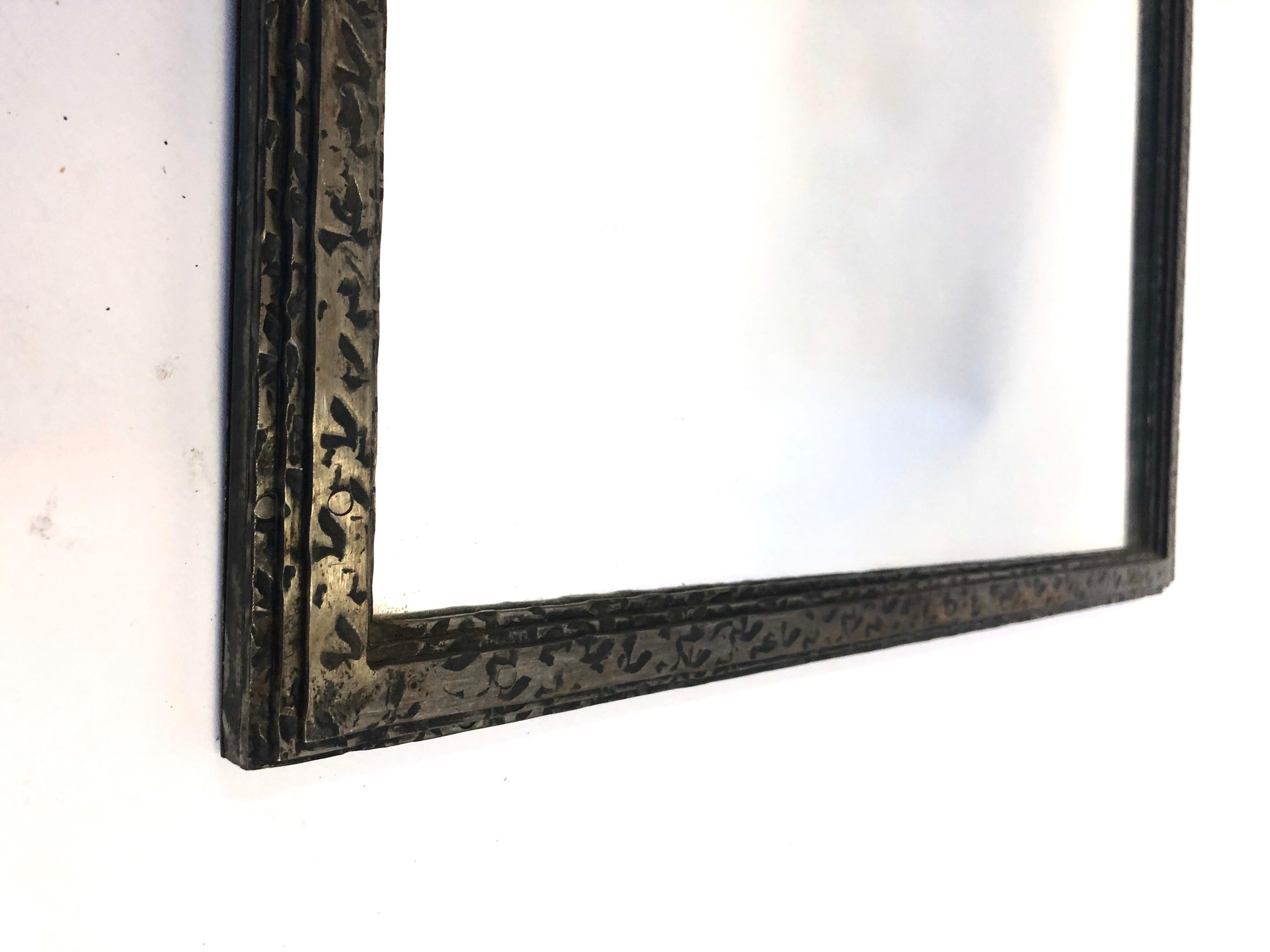 Art Deco Early Modern / Cubist Hammered Wrought Iron Mirror Attributed to Edgar Brandt For Sale
