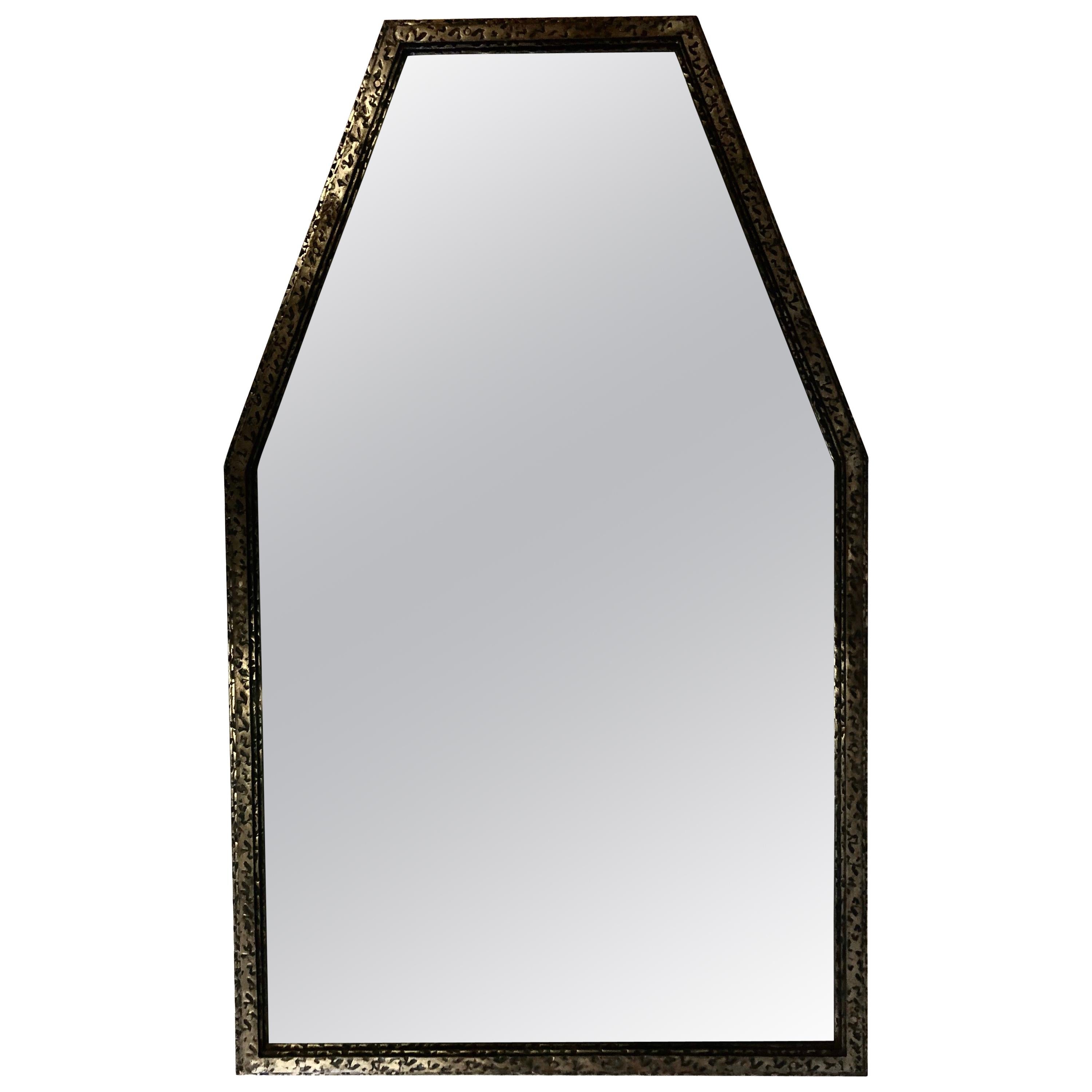 Early Modern / Cubist Hammered Wrought Iron Mirror Attributed to Edgar Brandt