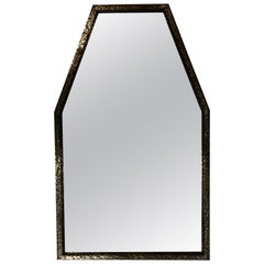 Vintage Early Modern / Cubist Hammered Wrought Iron Mirror Attributed to Edgar Brandt